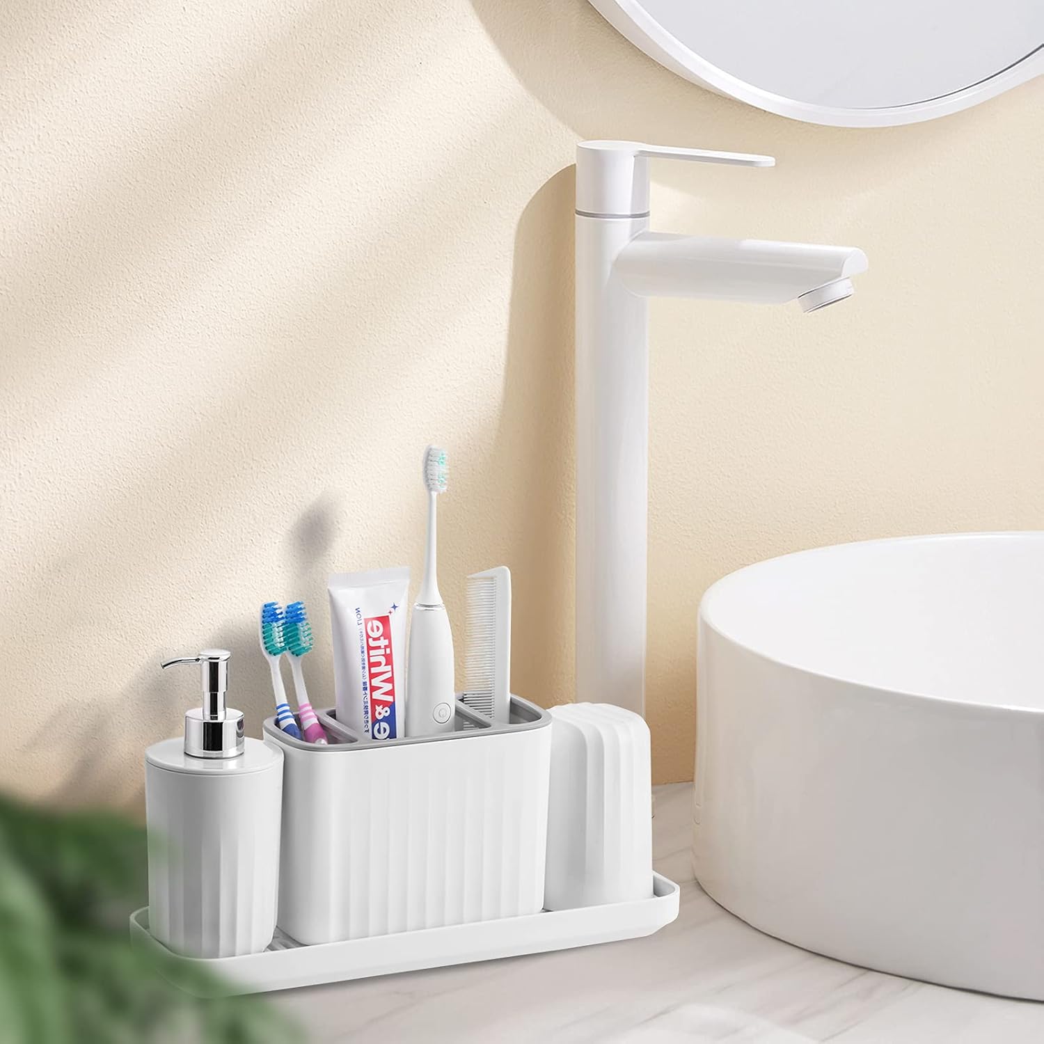 VITVITI Plastic Toothbrush Holder Set for Bathroom Organizer