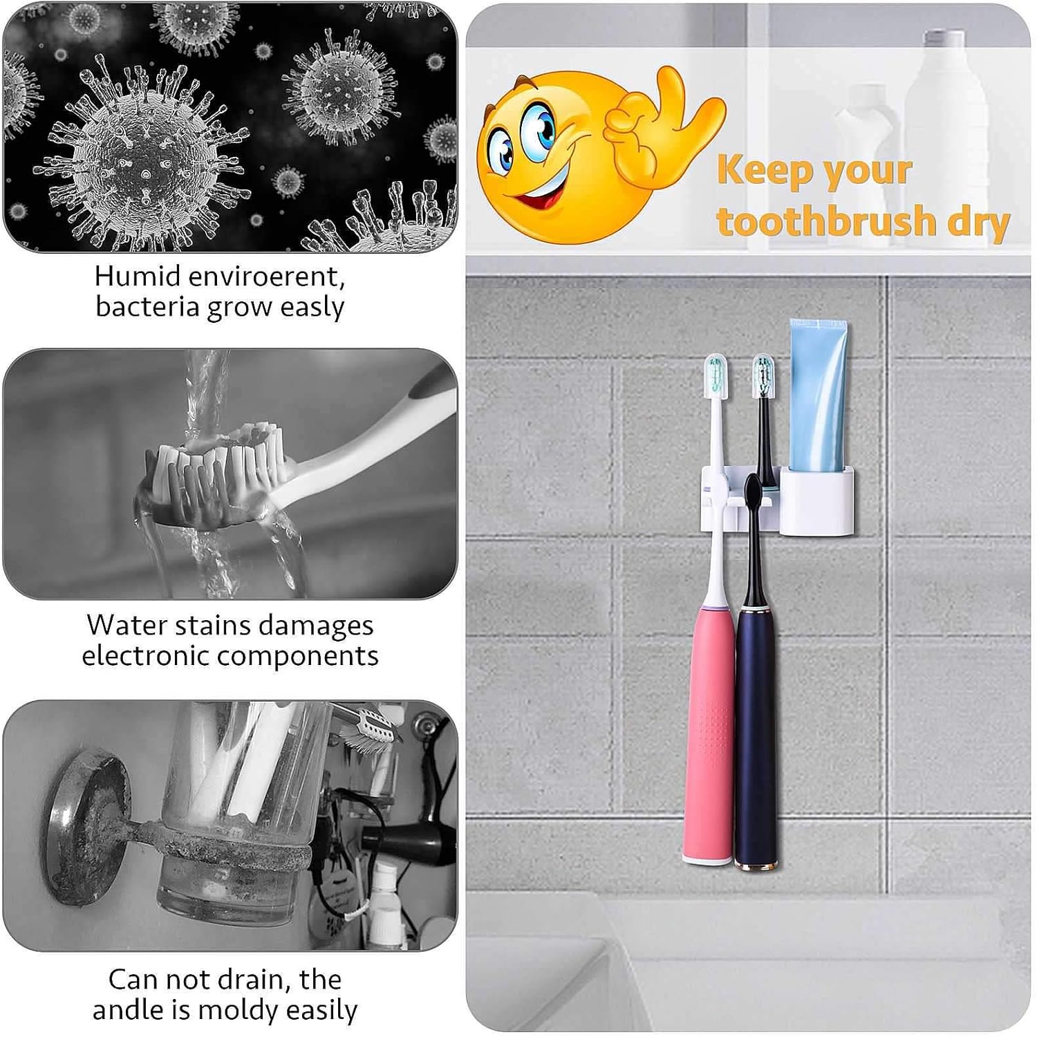 Wall-Mounted Electric Toothbrush Holder 1 Pack