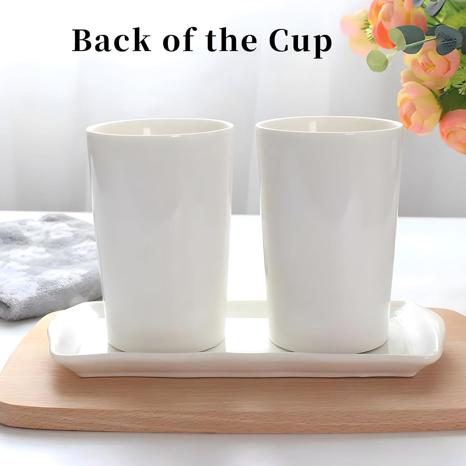 White Ceramic Tumbler Cup for Bathroom Toothpaste Holders