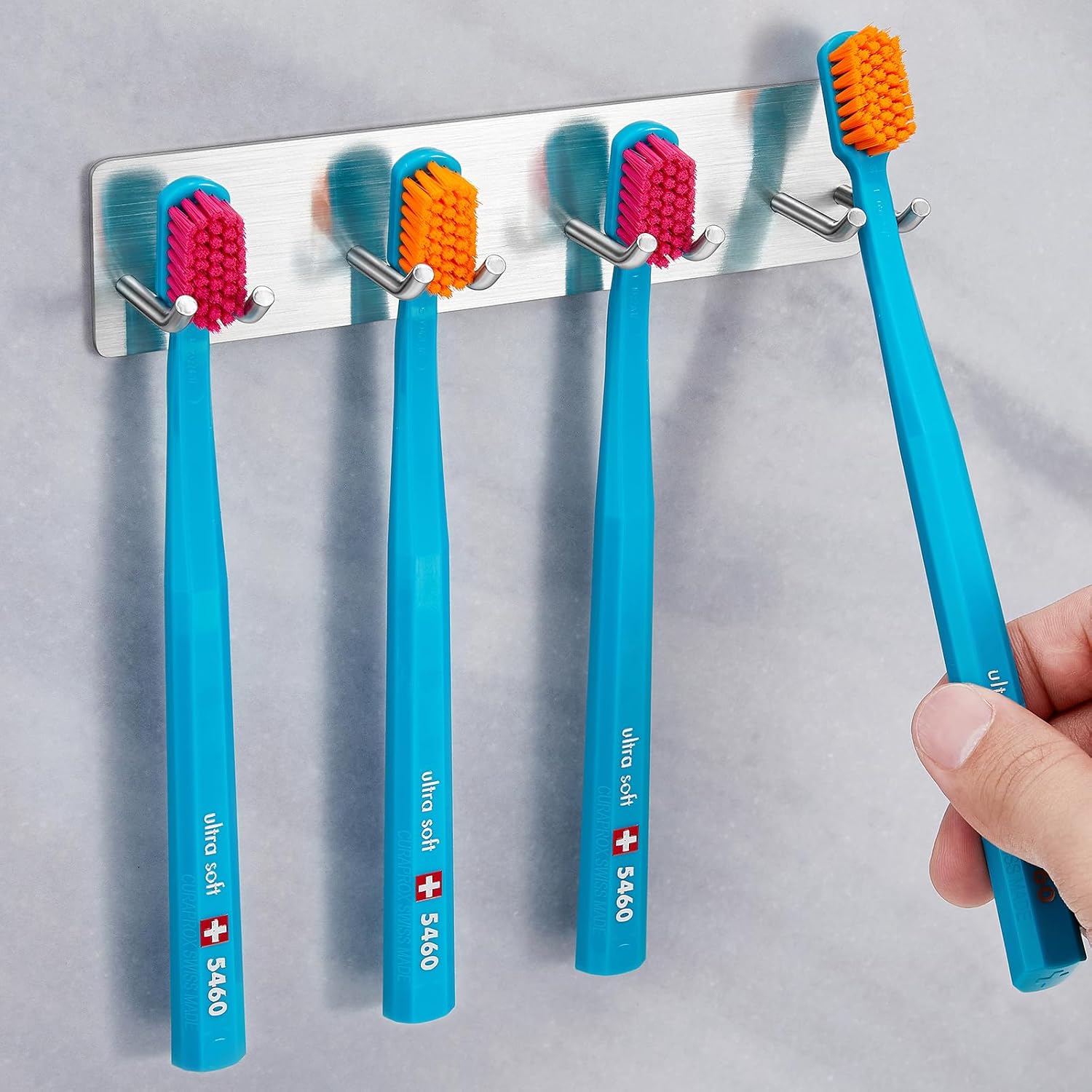 Sturdy Stainless Steel Toothbrush Holder with 3M Adhesive for bathrooms