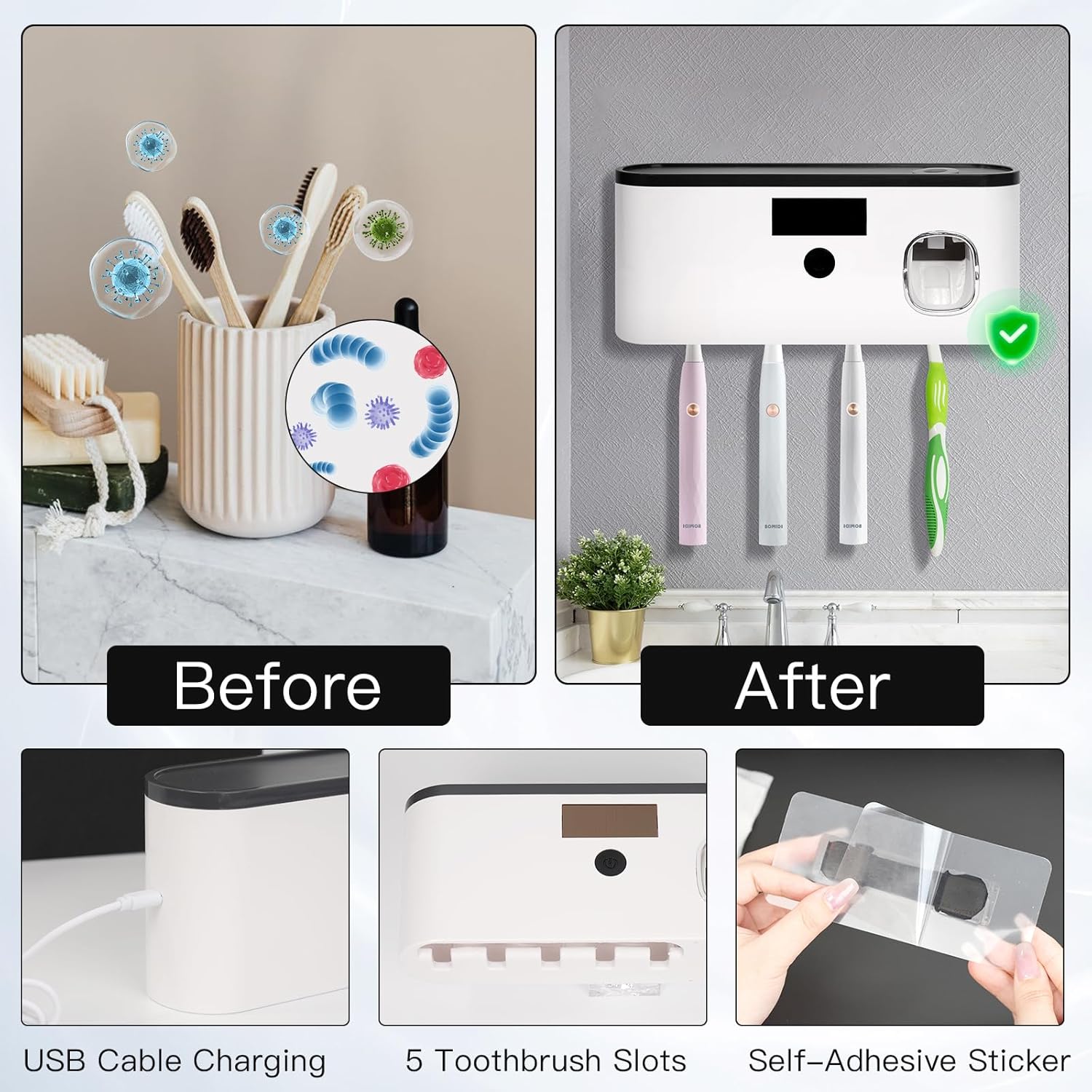 LXIANGN Toothbrush Sterilization Holder for Bathrooms