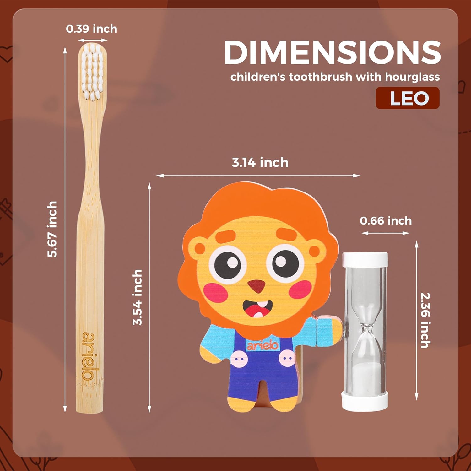 Arielo Lion Toothbrush Holder - 3-MIN Timer Kids Oral Care Tool