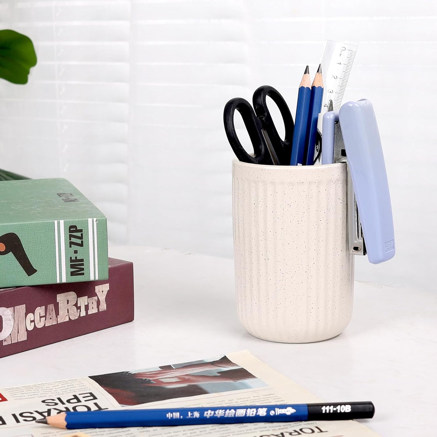 BosilunLife Ceramic Toothbrush Holder - 12oz Beige