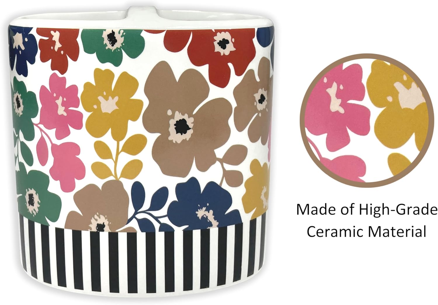 Zahari Home Floral Ceramic Toothbrush Holder