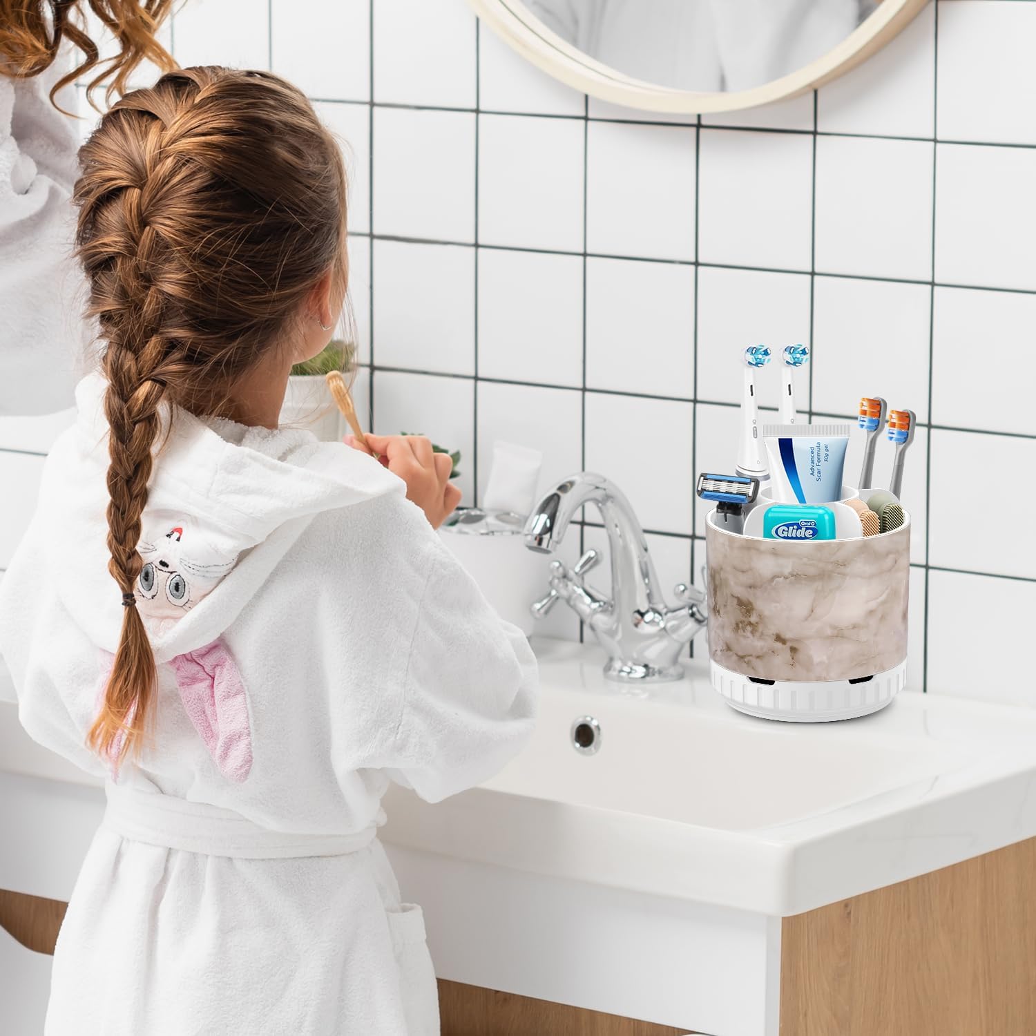 360 Rotating Marble Oral Care Holder
