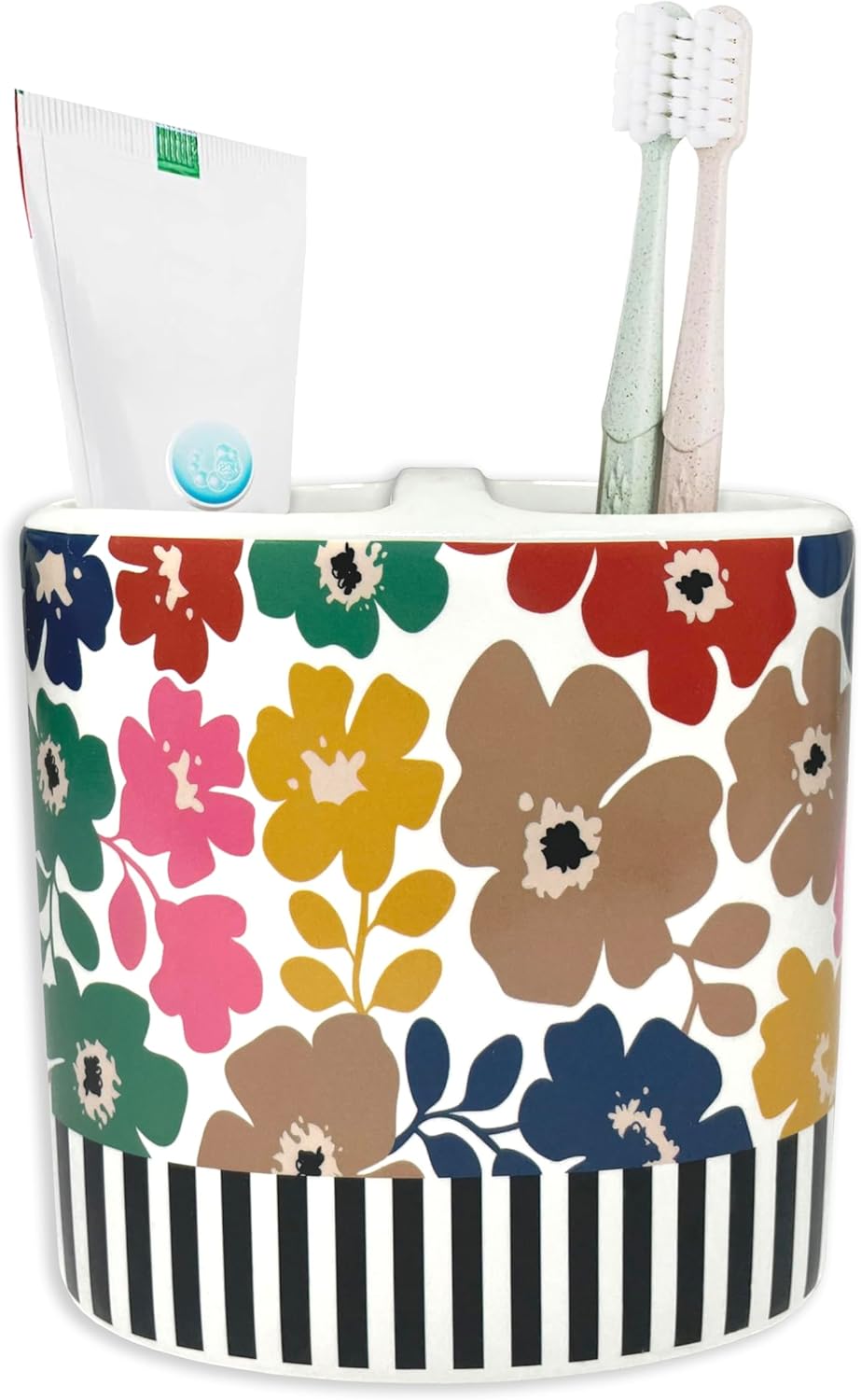 Zahari Home Floral Ceramic Toothbrush Holder