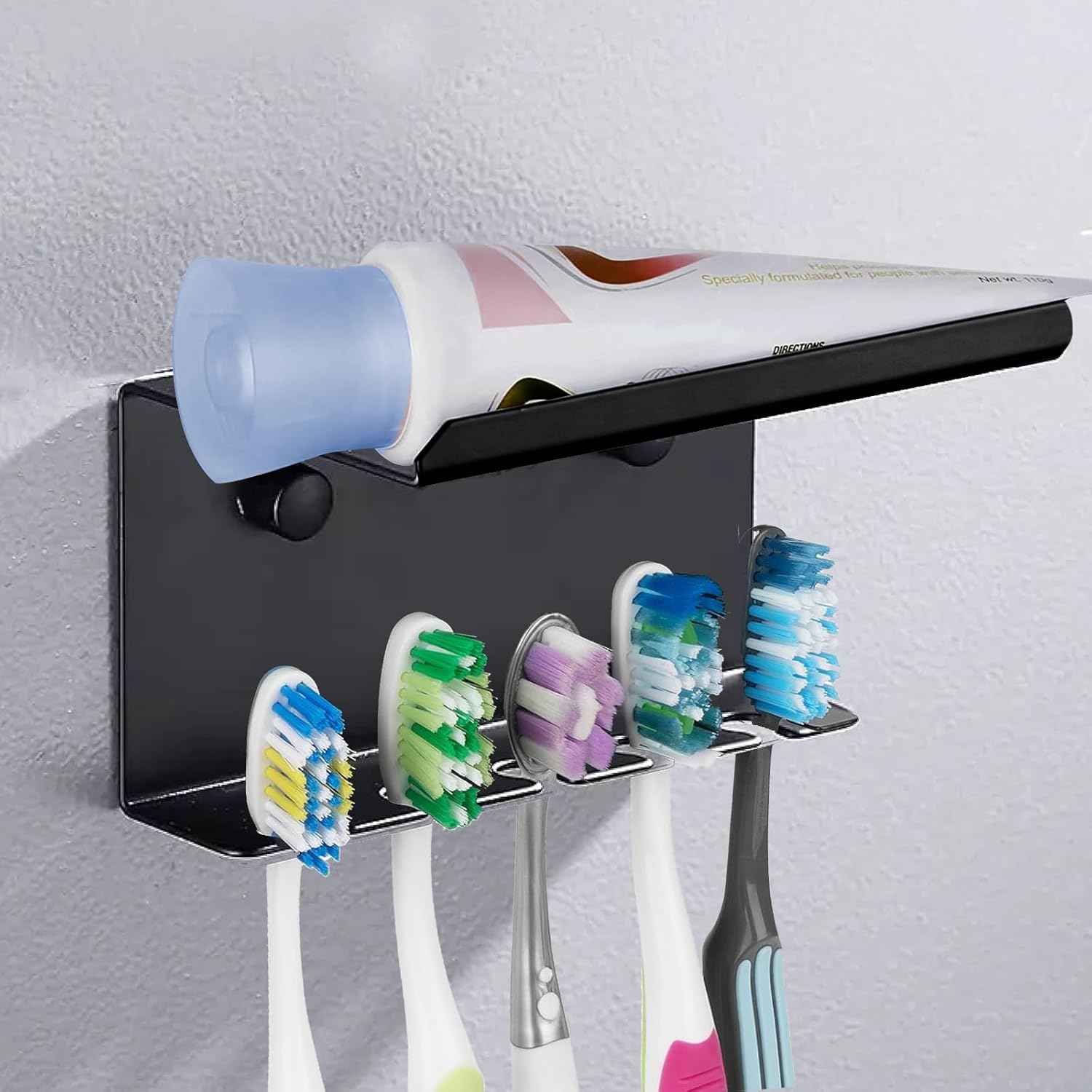Wall-Mounted Toothbrush Holder Aluminum Self-Adhesive Organizer for Bathroom Oral Care