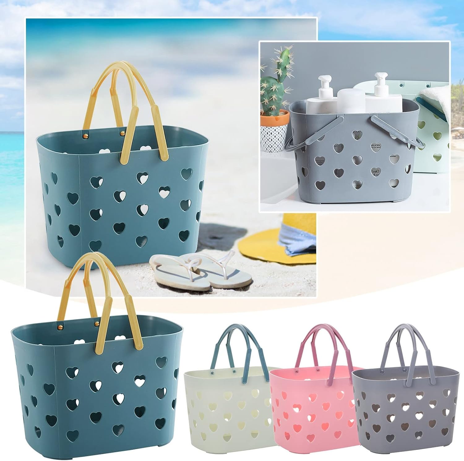Sturdy BPA-free shower caddy with handles for bathroom essentials