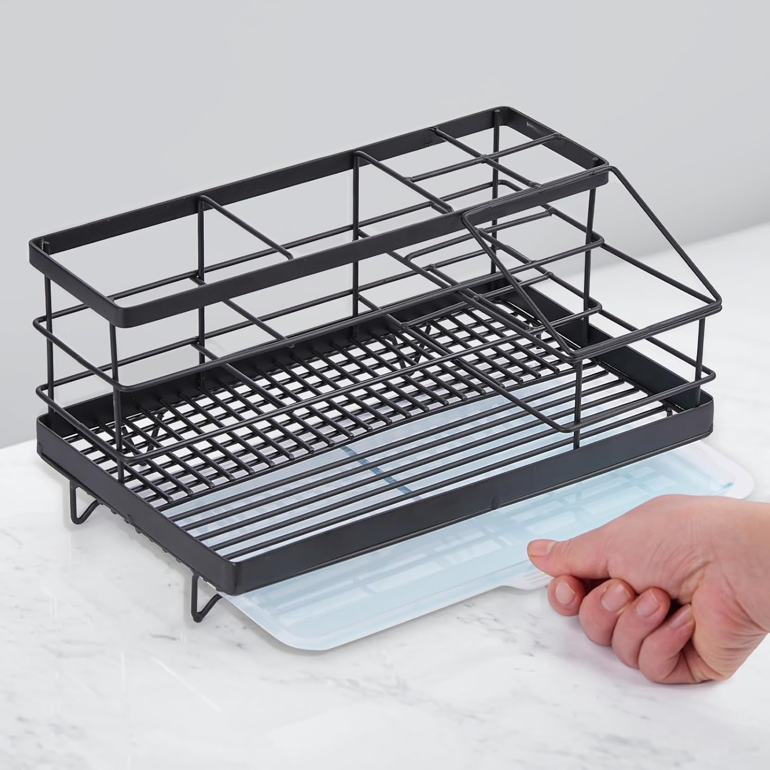 Stainless Steel 7 Slots Toothbrush and Toothpaste Holder Black