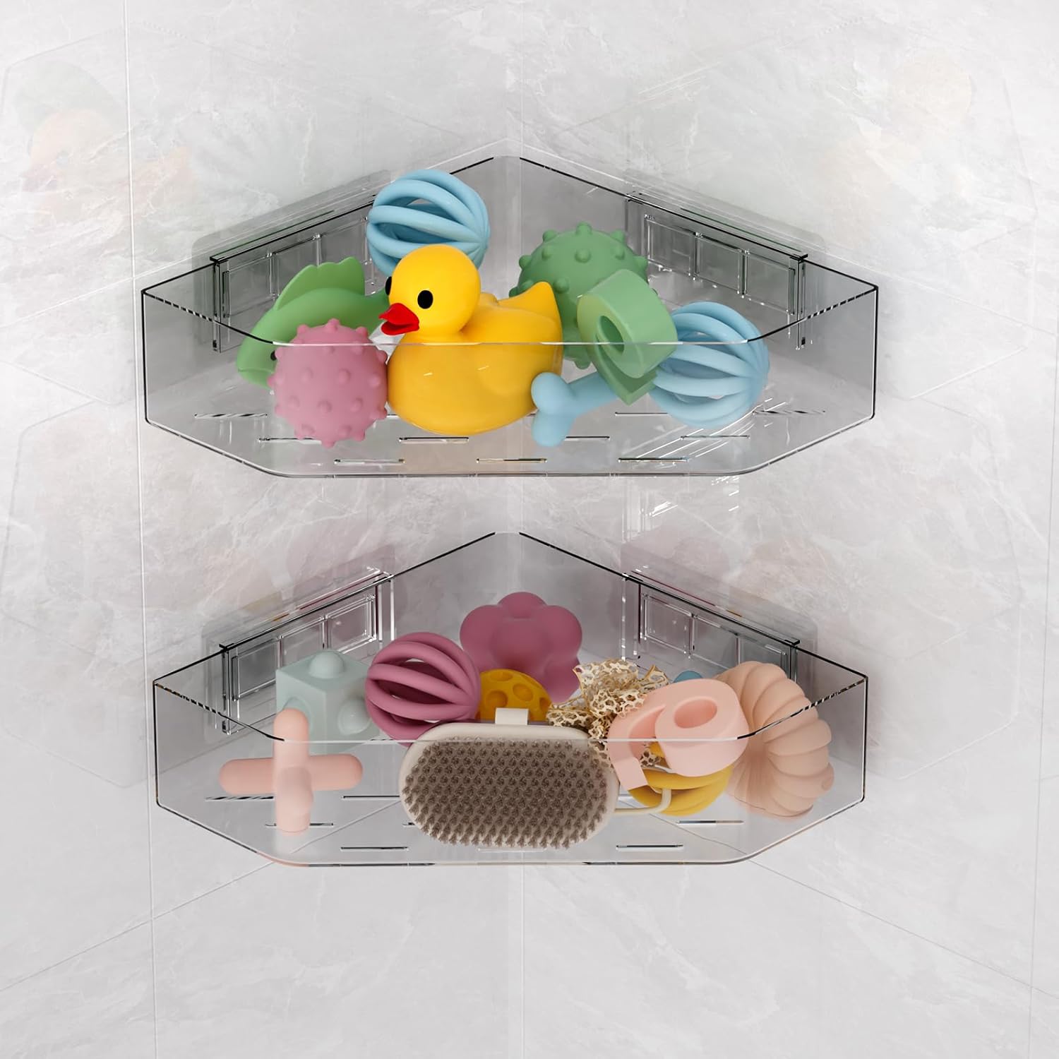 Durable Grey Bath Toy Organizer 2-Pack