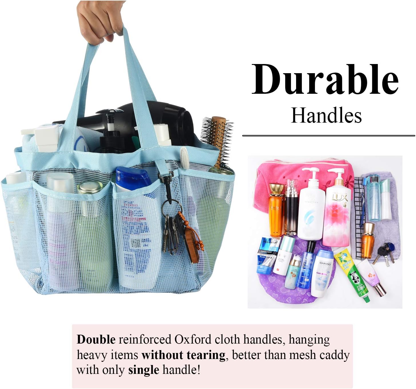 Haundry Mesh Shower Caddy Tote with 8 Pockets 1