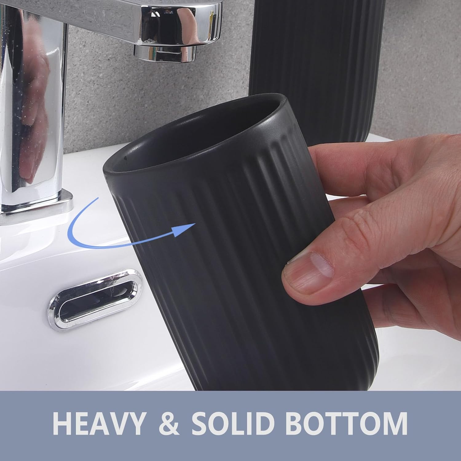 Matte Black Ceramic Toothbrush Holder Set