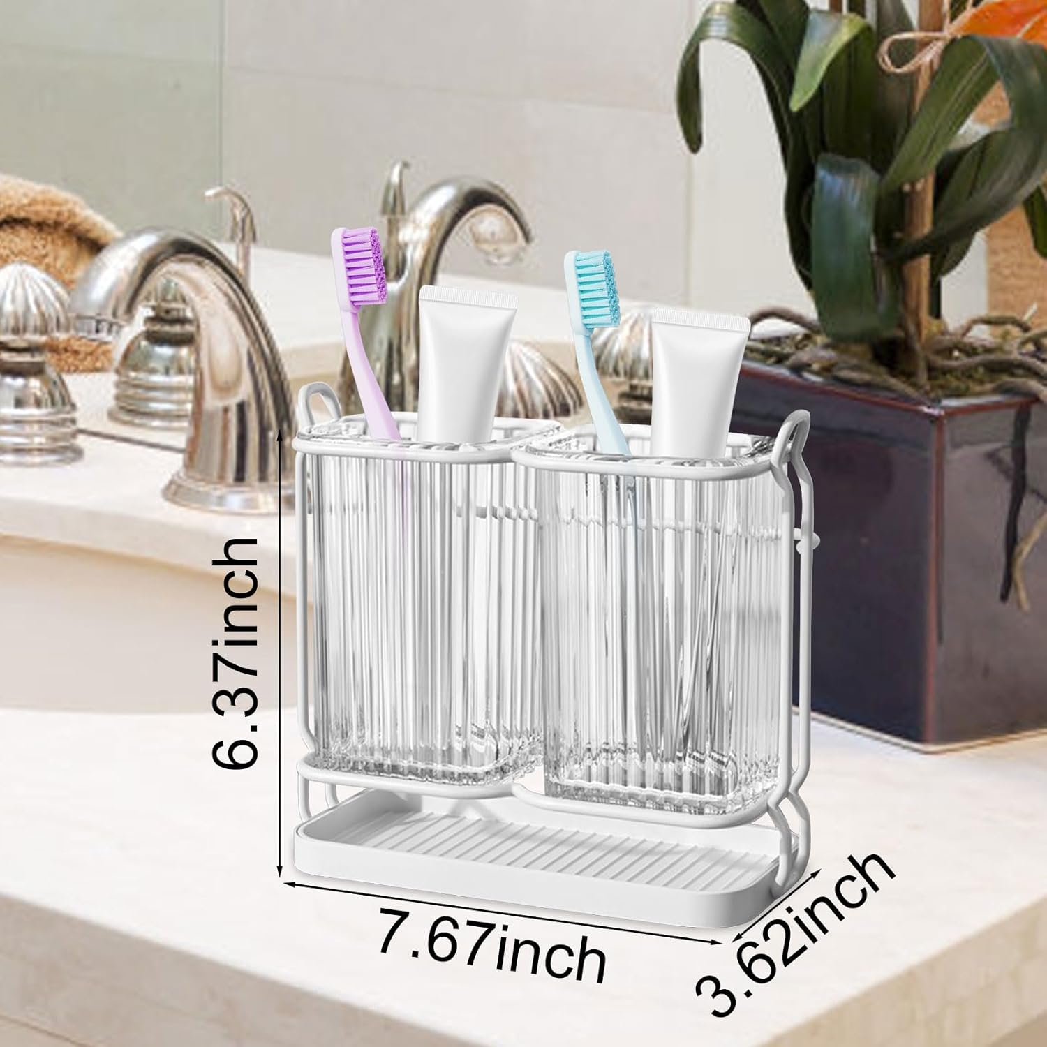 Versatile Aesthetic Wall-Mounted Toothbrush Holder Set for Family Kids White