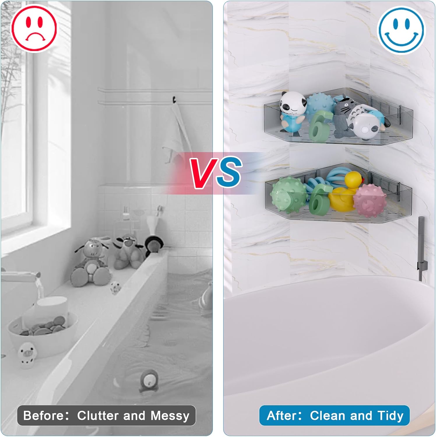 Durable Grey Bath Toy Organizer 2-Pack