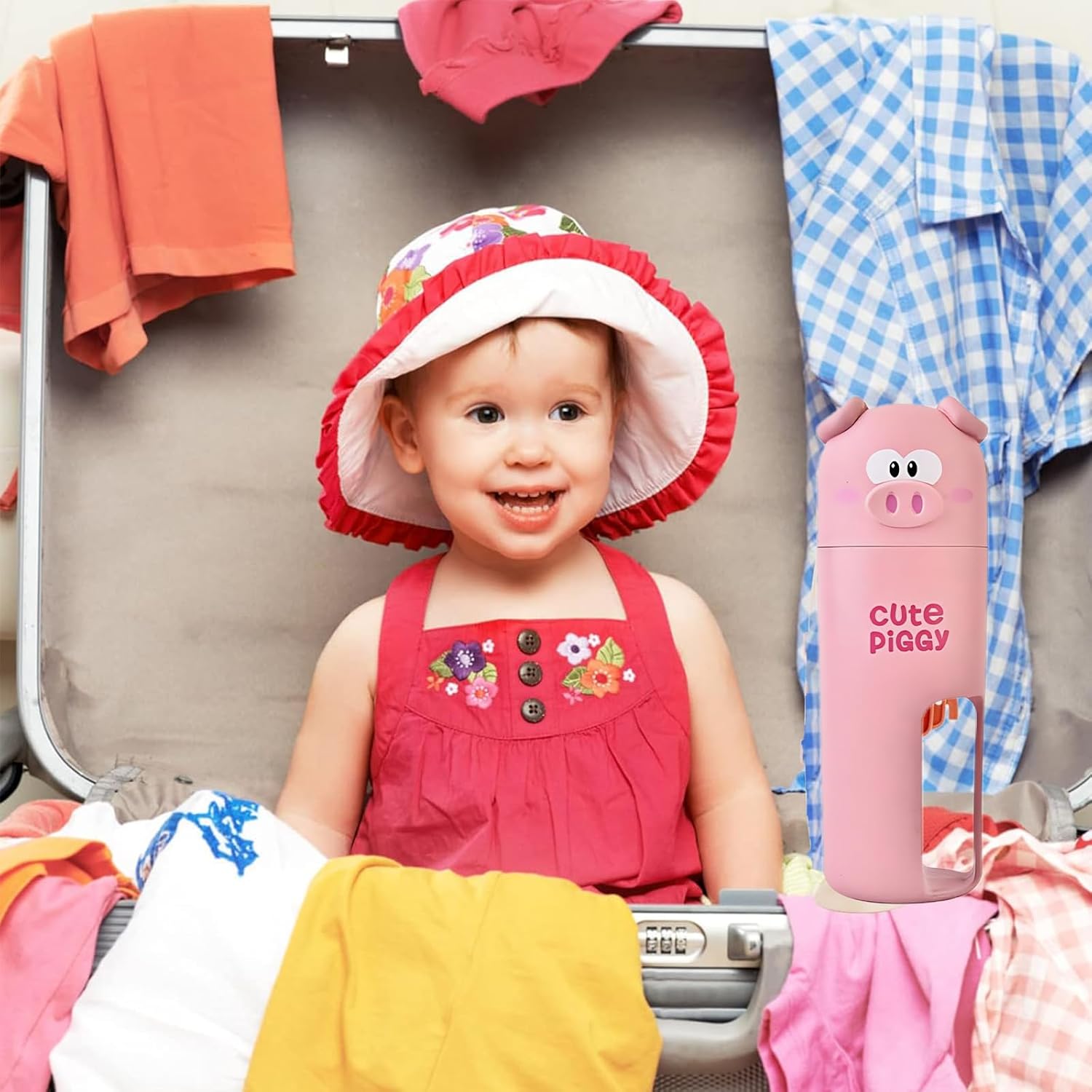 Cute and Functional Vspek Travel Toothbrush Holder with Pink Pig Design