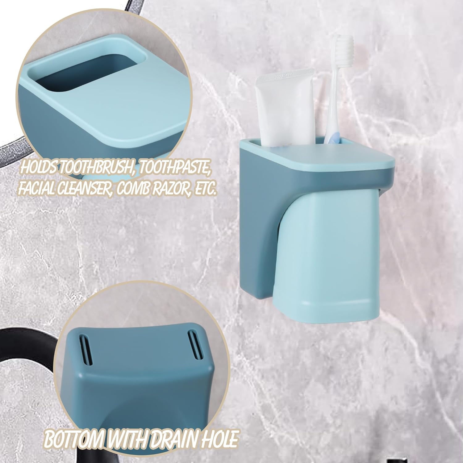 Yagoo Wall Mounted Toothbrush Holder Organizer Set 1 Blue
