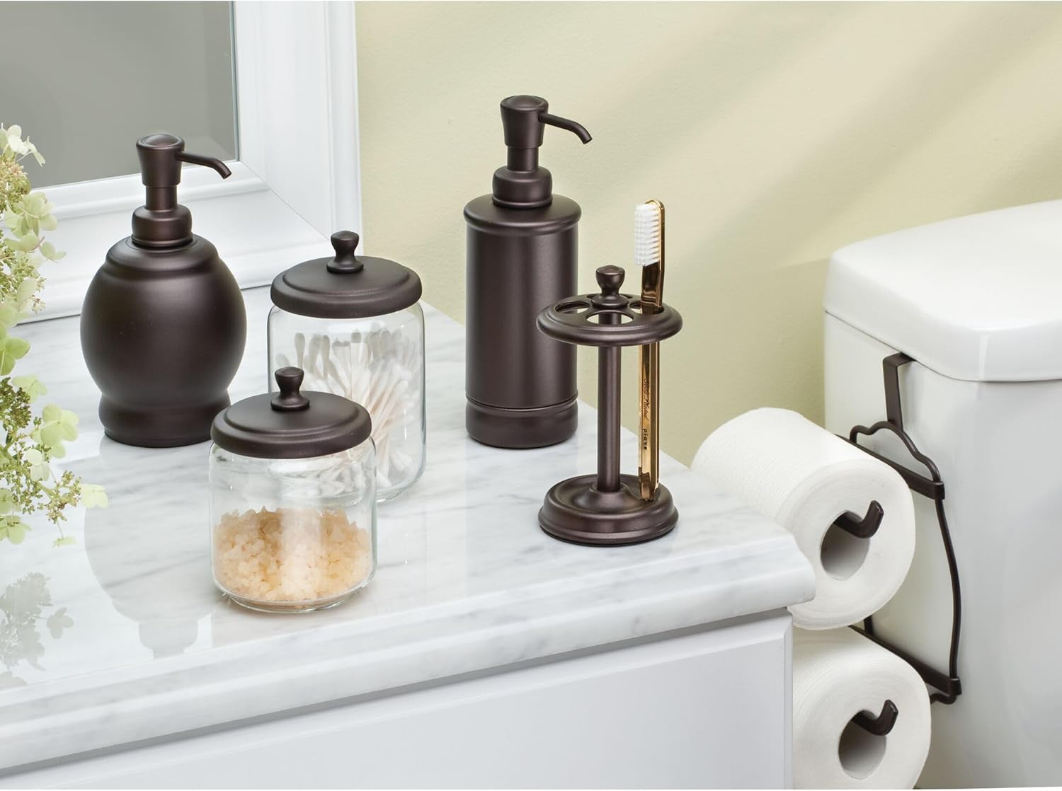 iDesign York Black Toothbrush Holders Set of 2