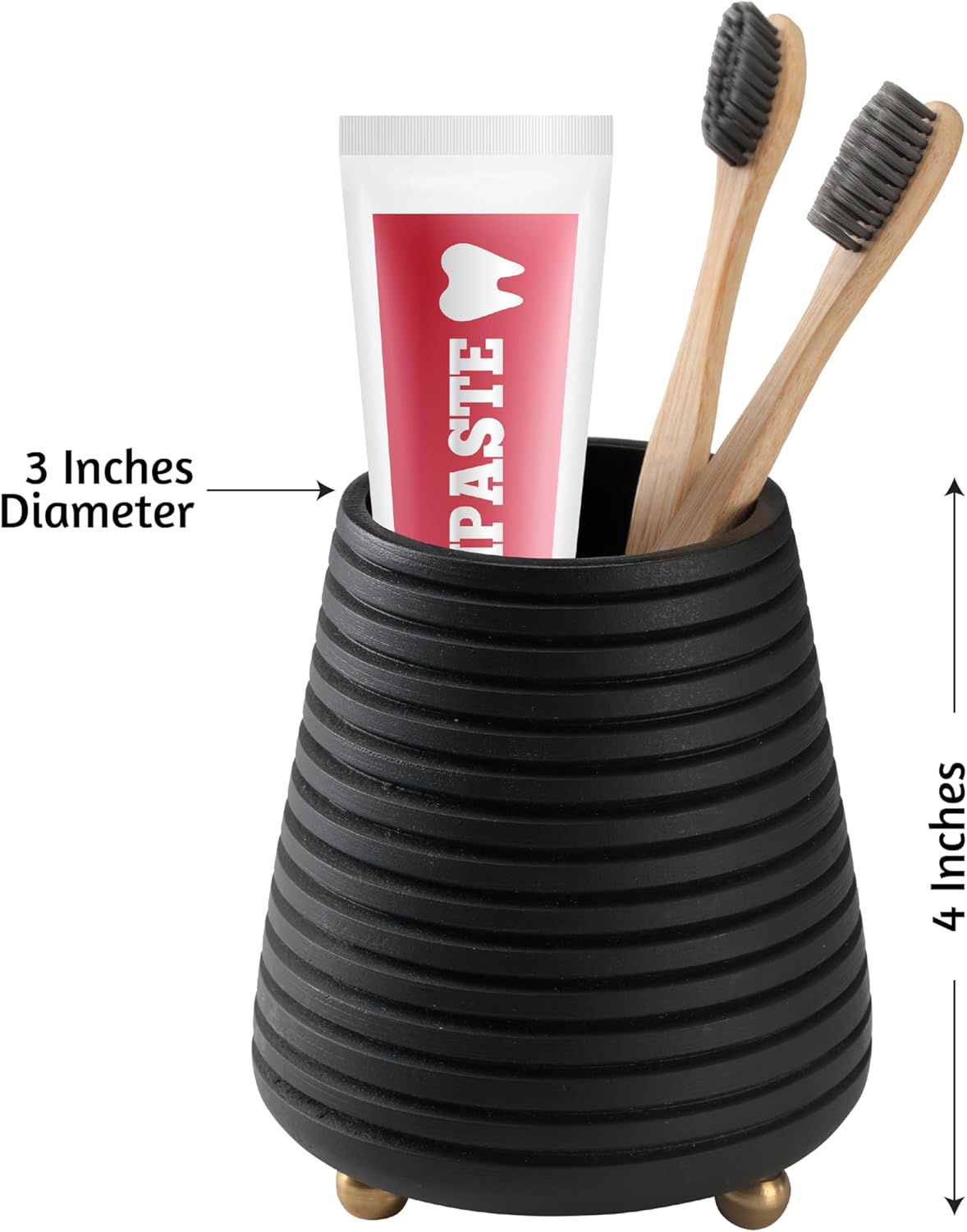 Folkulture 4x3 Wood Toothbrush Holder Black