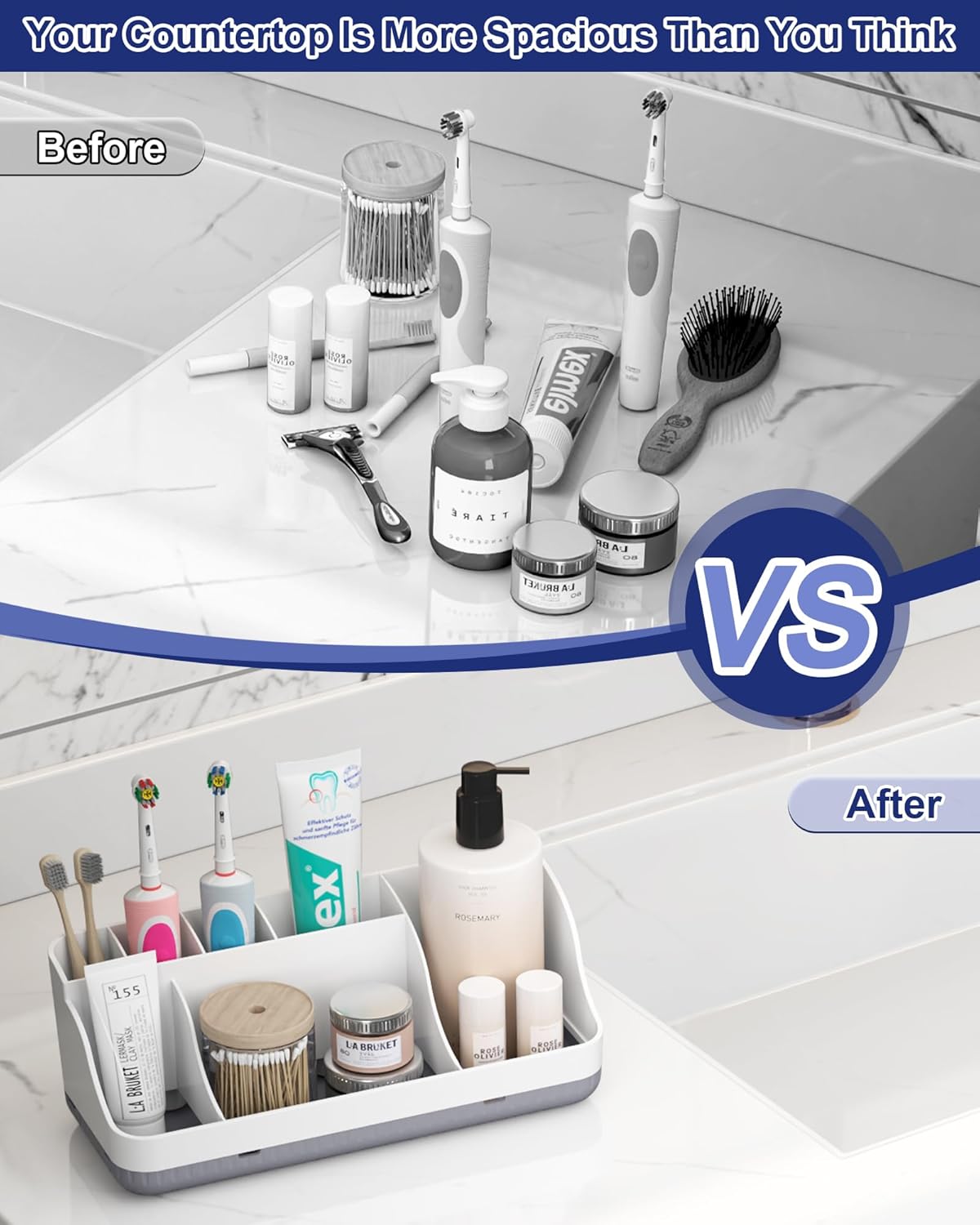 Homtalker Toothbrush Holder 7 Slots Anti-Slip Bathroom Organizer