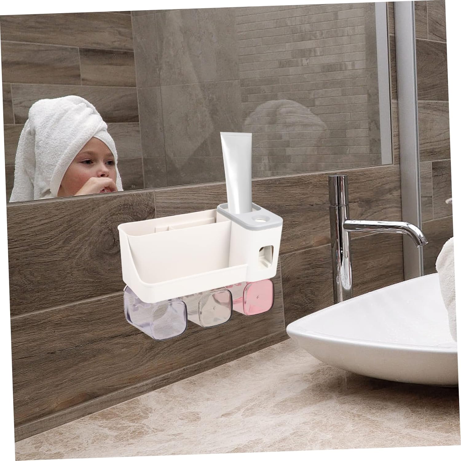 ABOOFAN Toothbrush Holder Bathroom Storage Shelf 238X18CM Light Grey