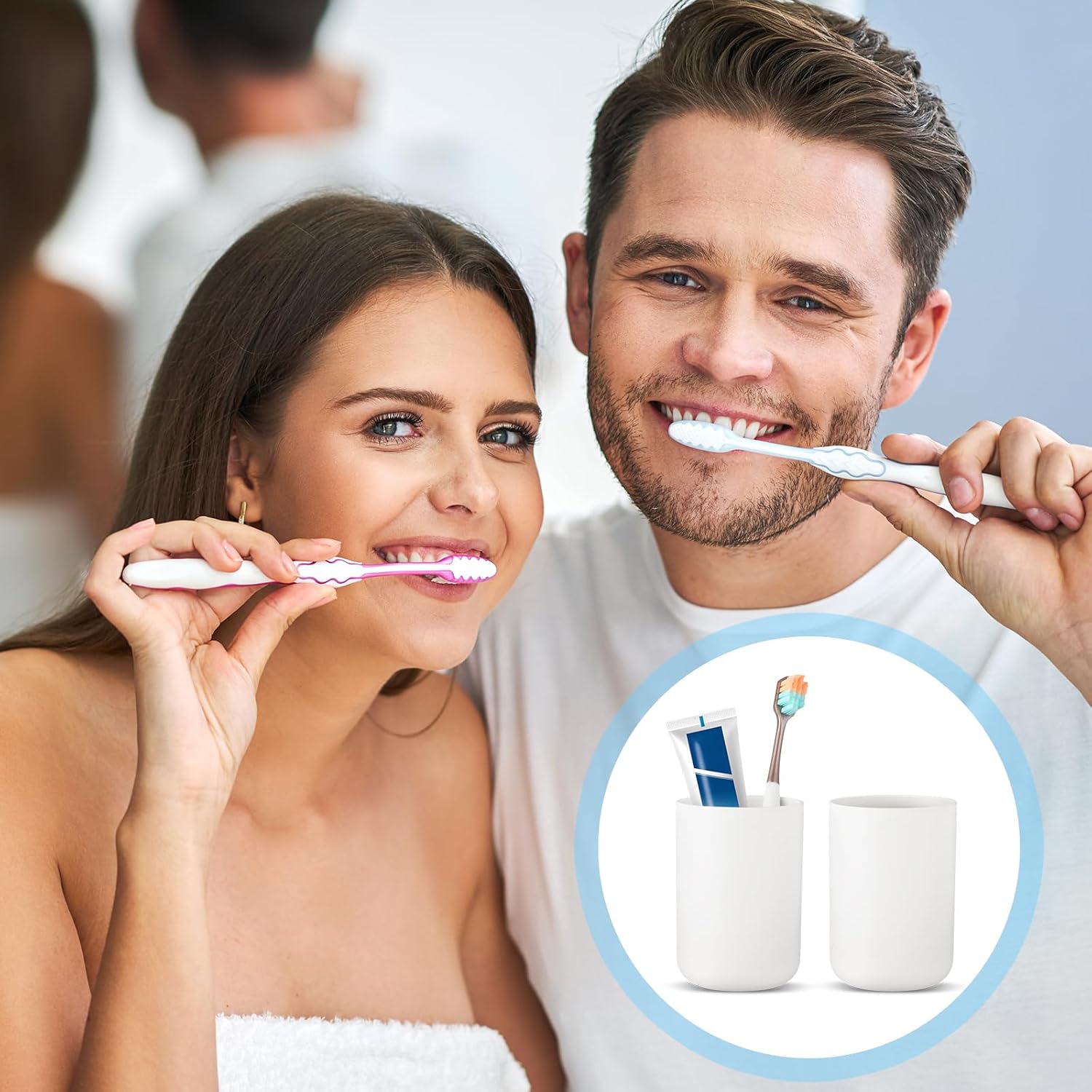 Premium 2-Piece Toothbrush Holder Cups