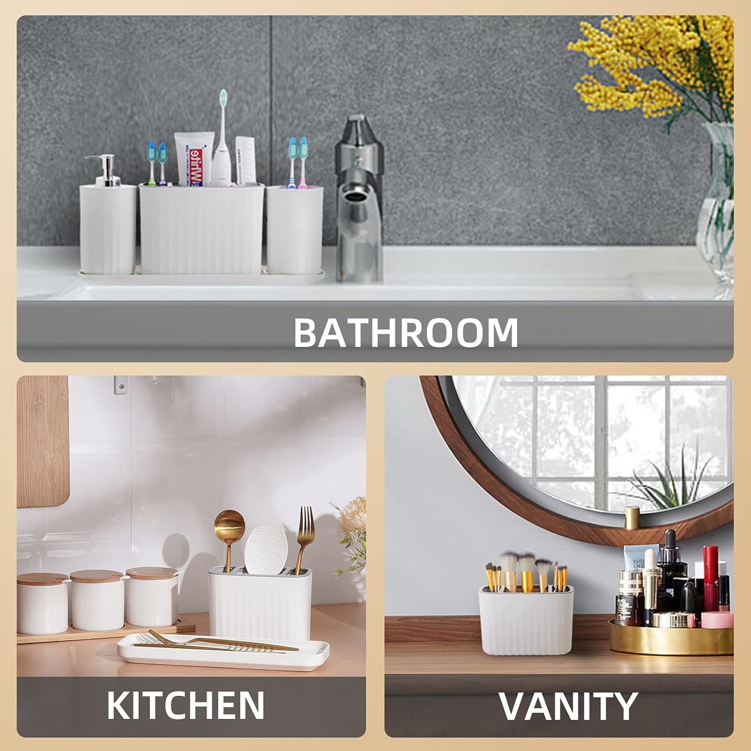 VITVITI Plastic Toothbrush Holder Set for Bathroom Organizer