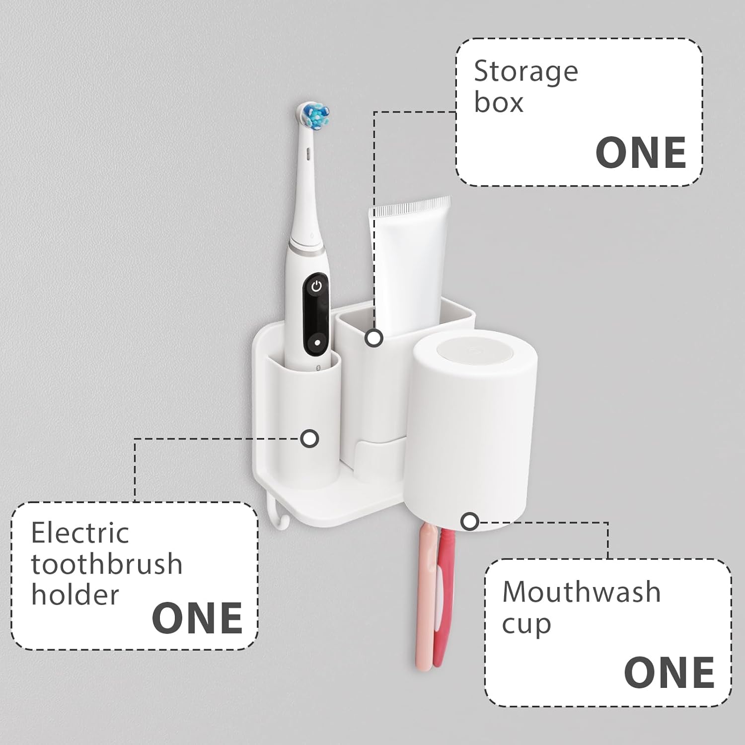 Space-Saving Toothbrush Mouthwash Holder for Bathrooms