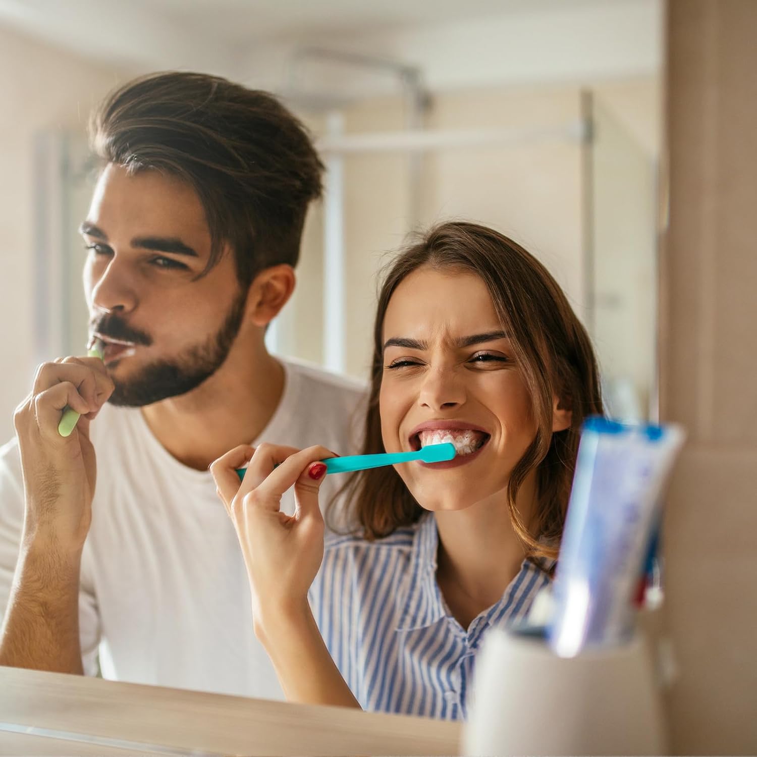 Coastacloud Wall Mounted Toothbrush Holder Set with 2 Cups and Toothpaste Dispenser