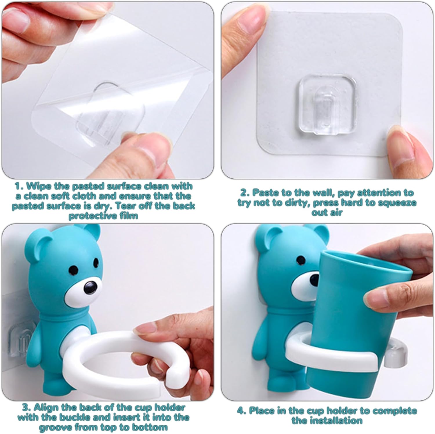 Cute Bear Toothbrush Holder Set for Kids