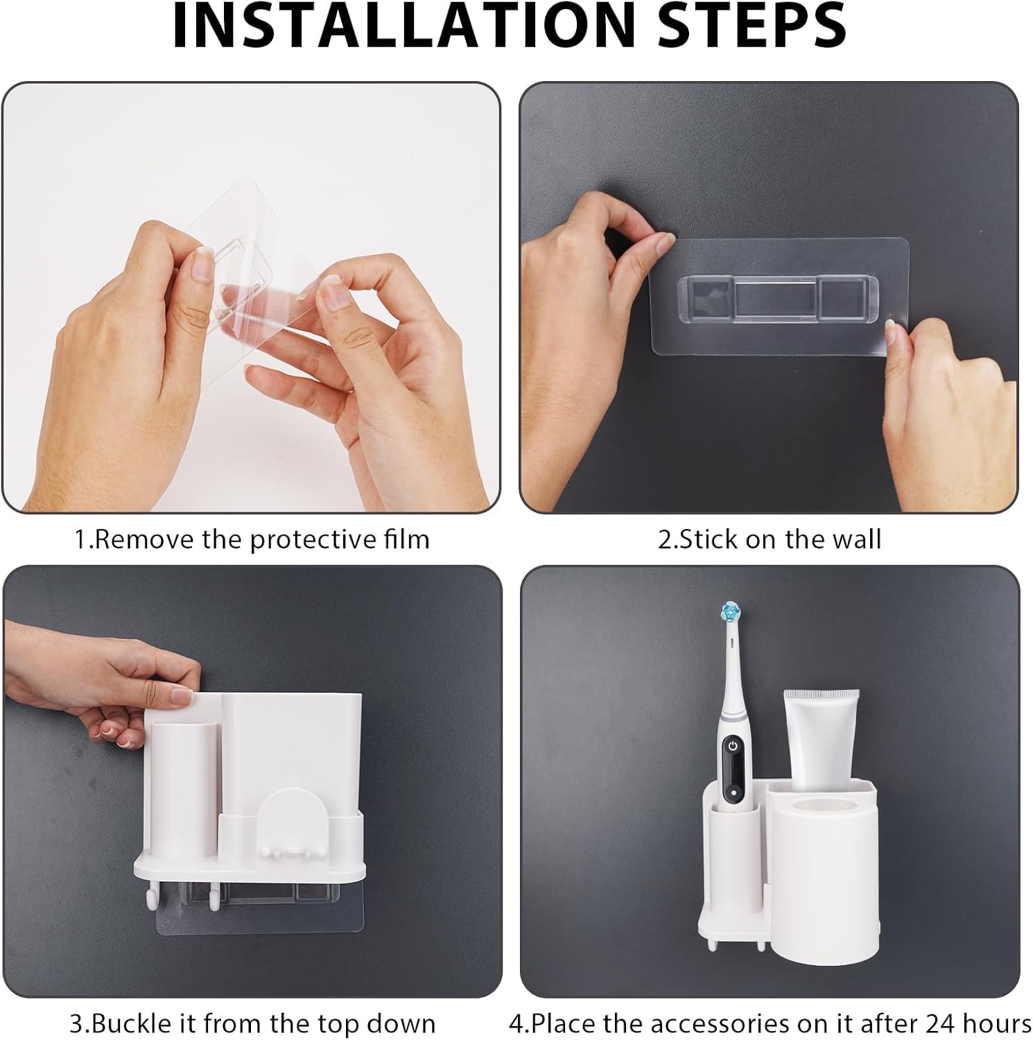 Space-Saving Toothbrush Mouthwash Holder for Bathrooms