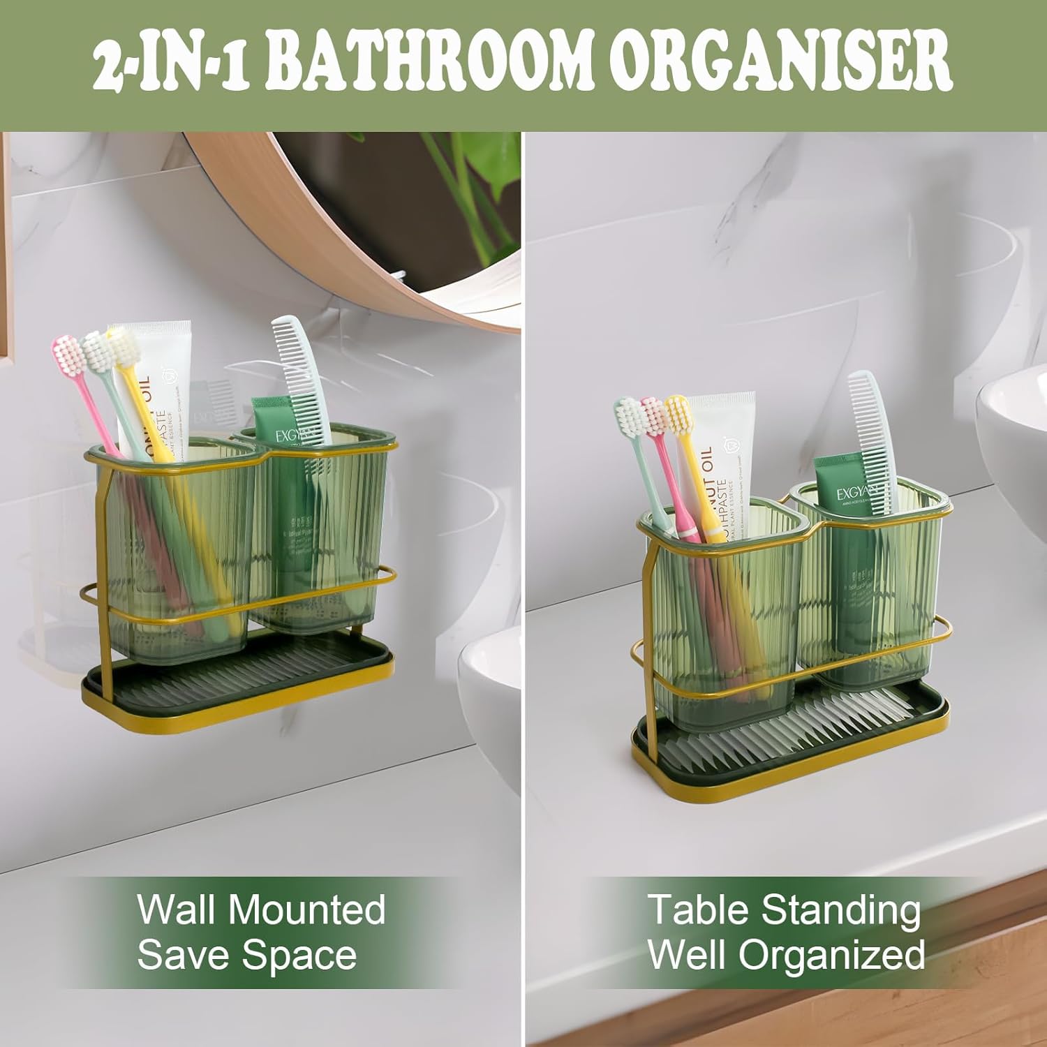 Stylish Space-Saving Wall-Mounted Toothbrush Holder