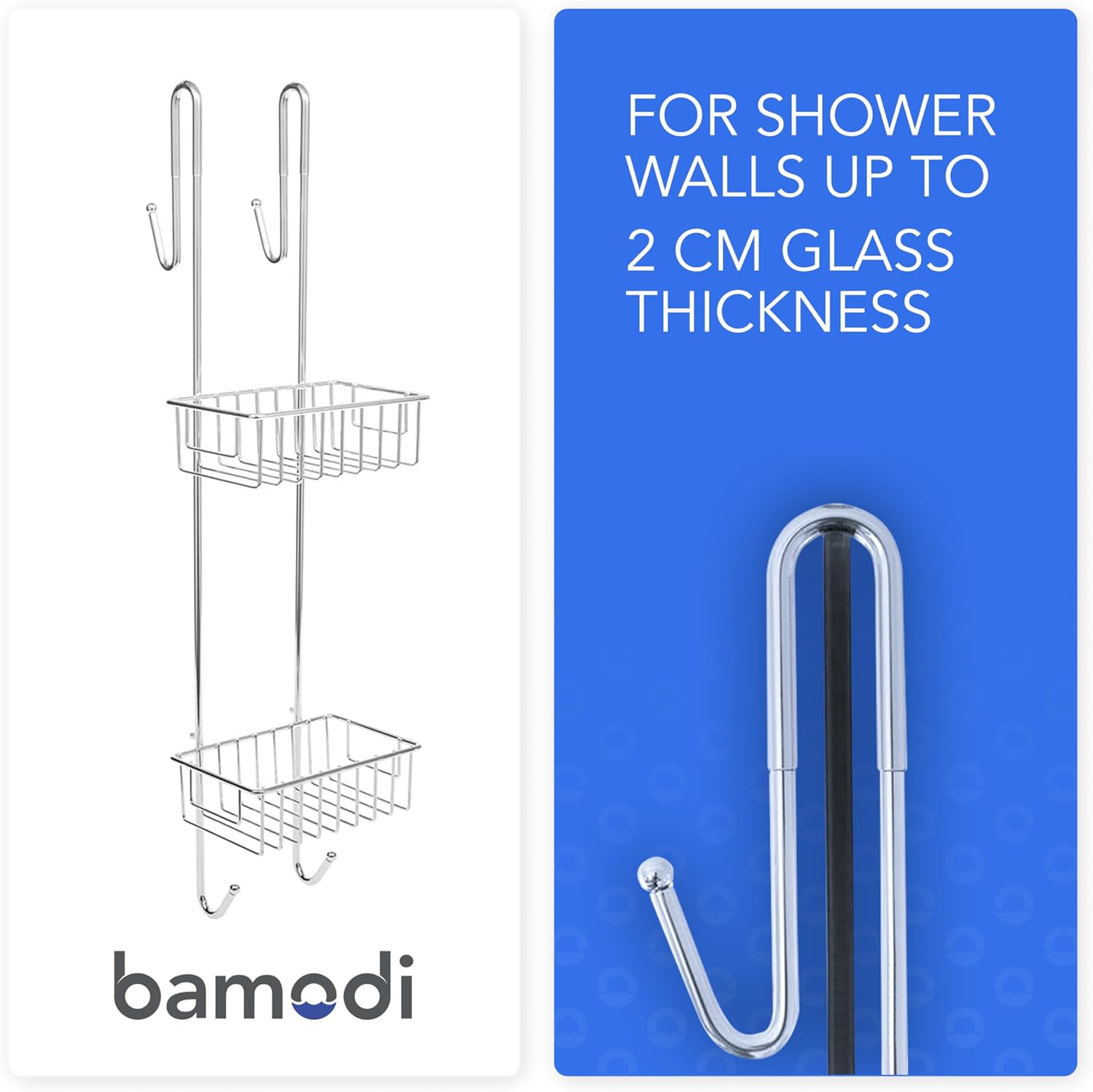 Bamodi 2 Tier Shower Caddy Over Door Chrome Plated