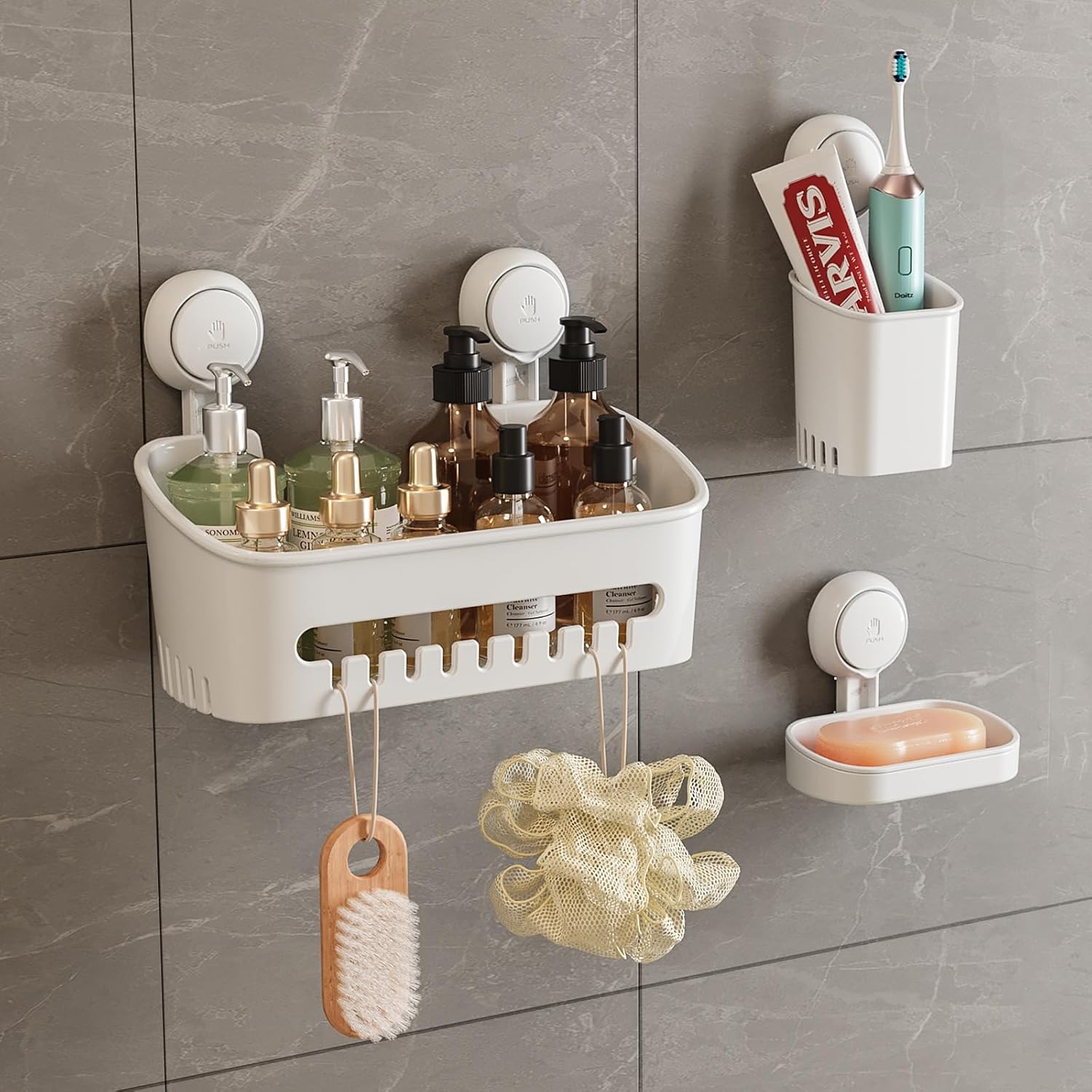 3-Pack Suction Cup Shower Organizer Set