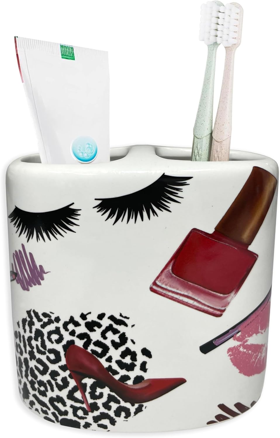 Cute Ceramic Toothbrush Holder for Kids and Bathroom Organization