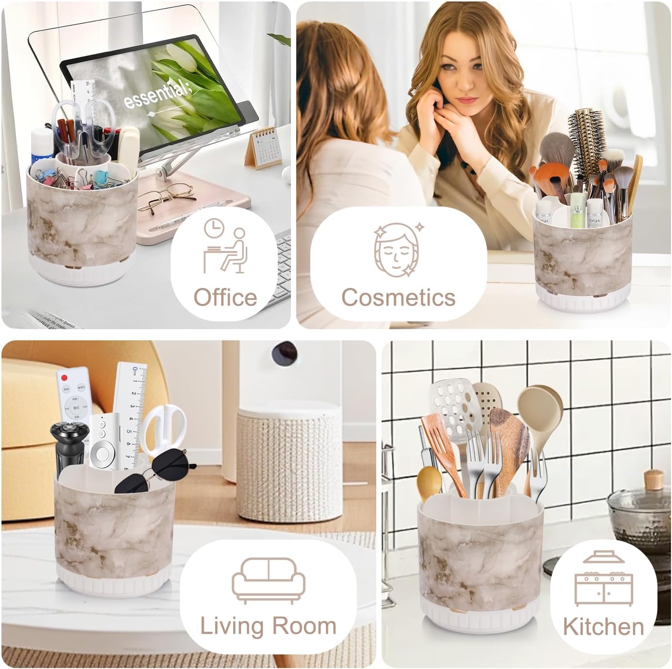 360 Rotating Marble Oral Care Holder
