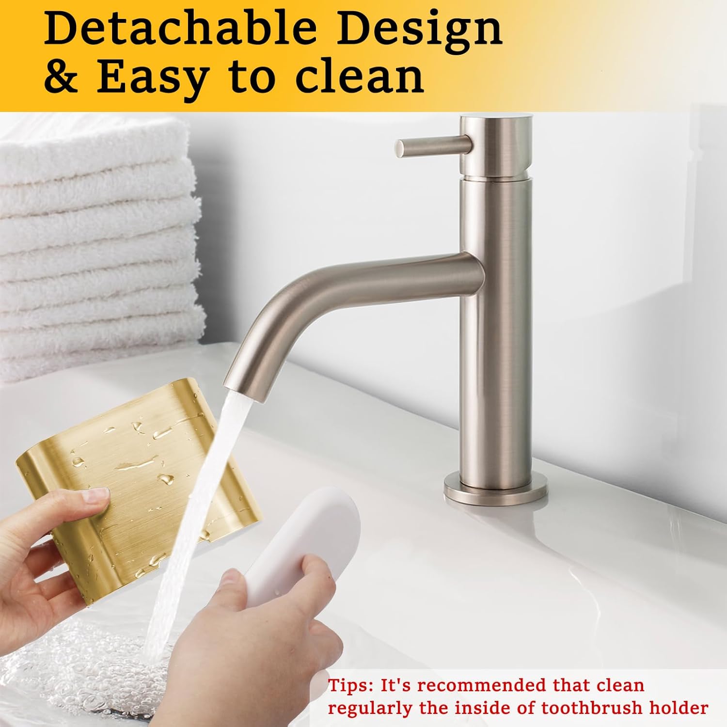 Chintu Detachable Toothbrush Toothpaste Holder w Divider Gold