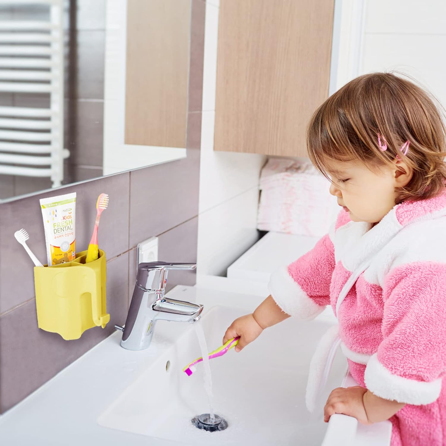 Elephant Toothbrush Holder for Kids with Suction Cup Latex Safety