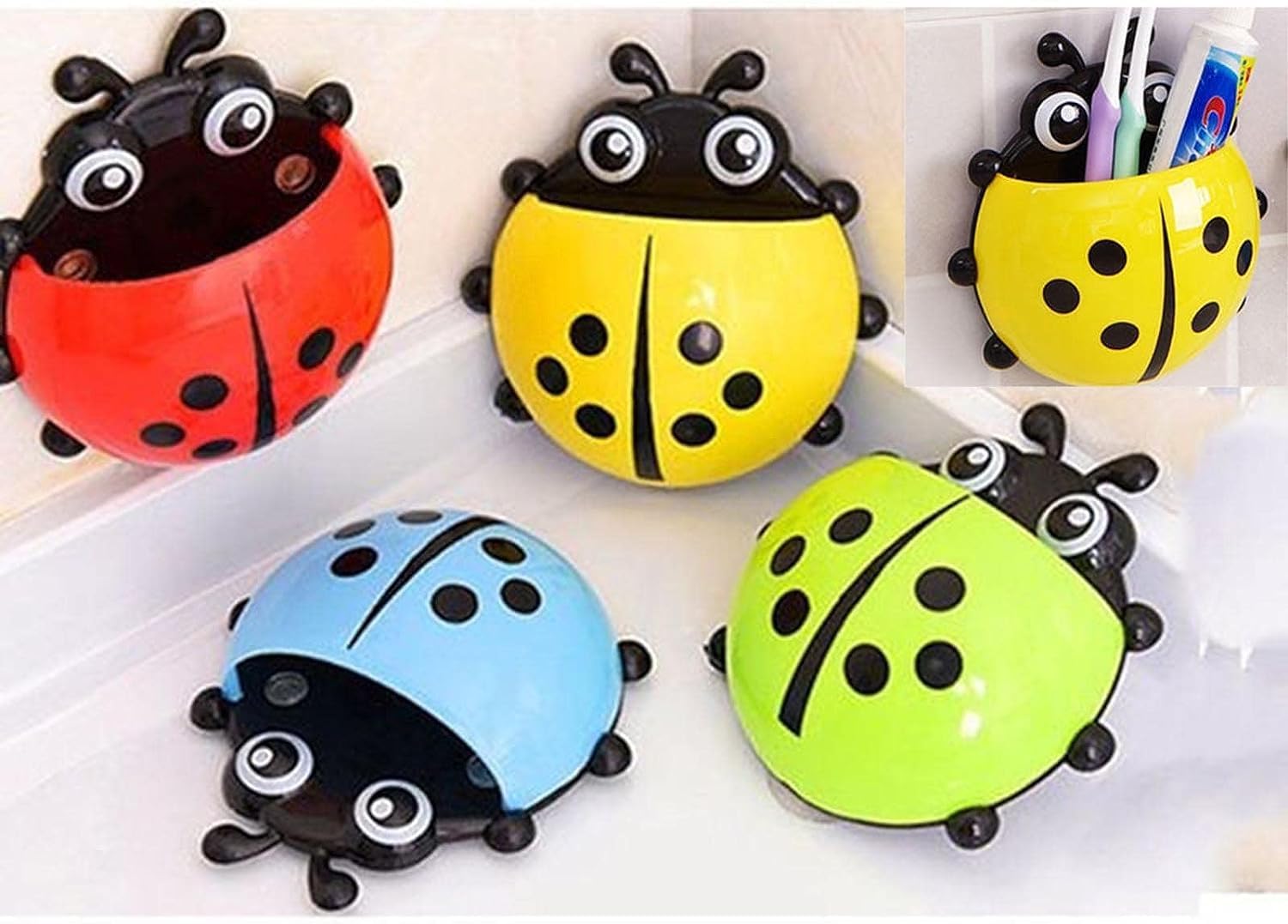 Adorable Ladybug Toothbrush Holder with Suction Cup
