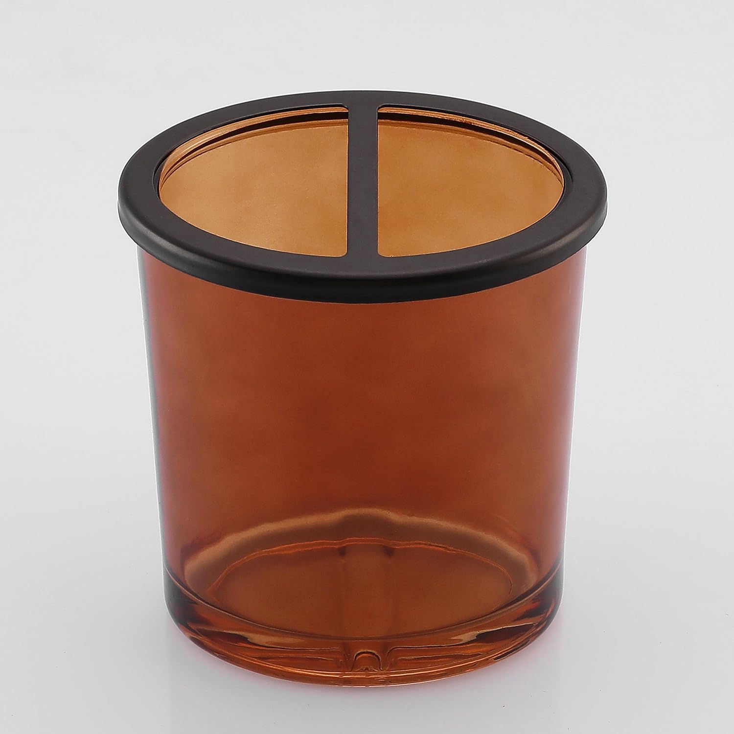 H Halston Amber Wide Glass Toothbrush Holder