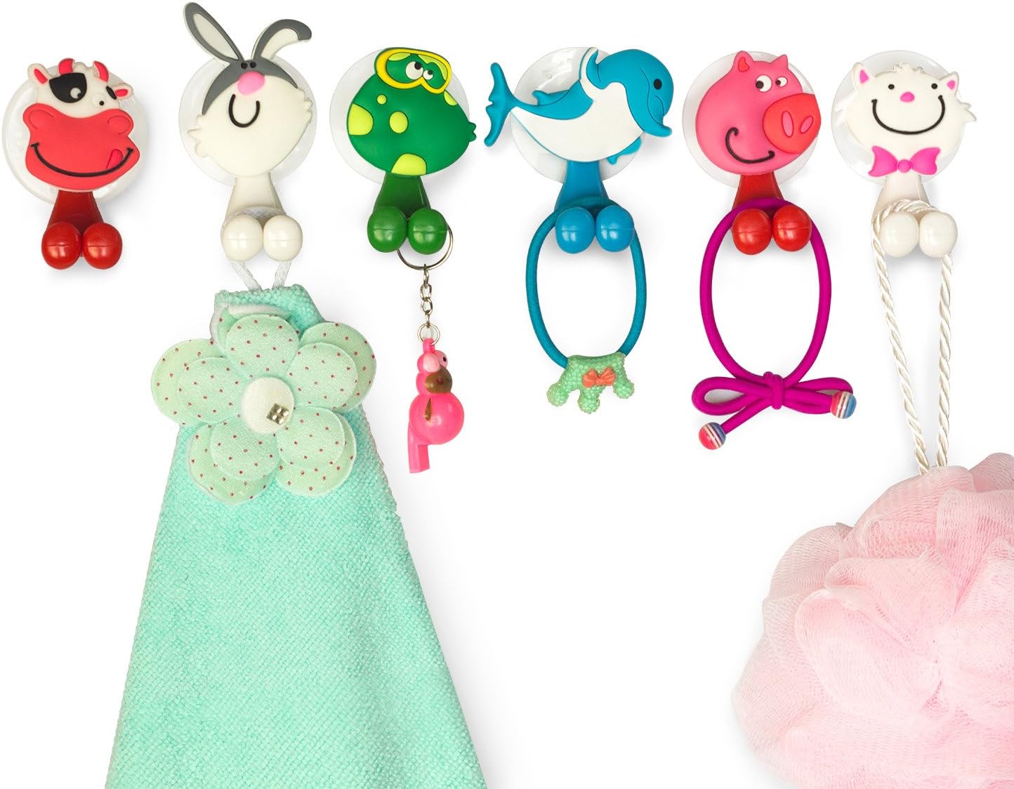 Bolica Cute Cartoon Animal Toothbrush Holder Suction Cup 6 Piece Set