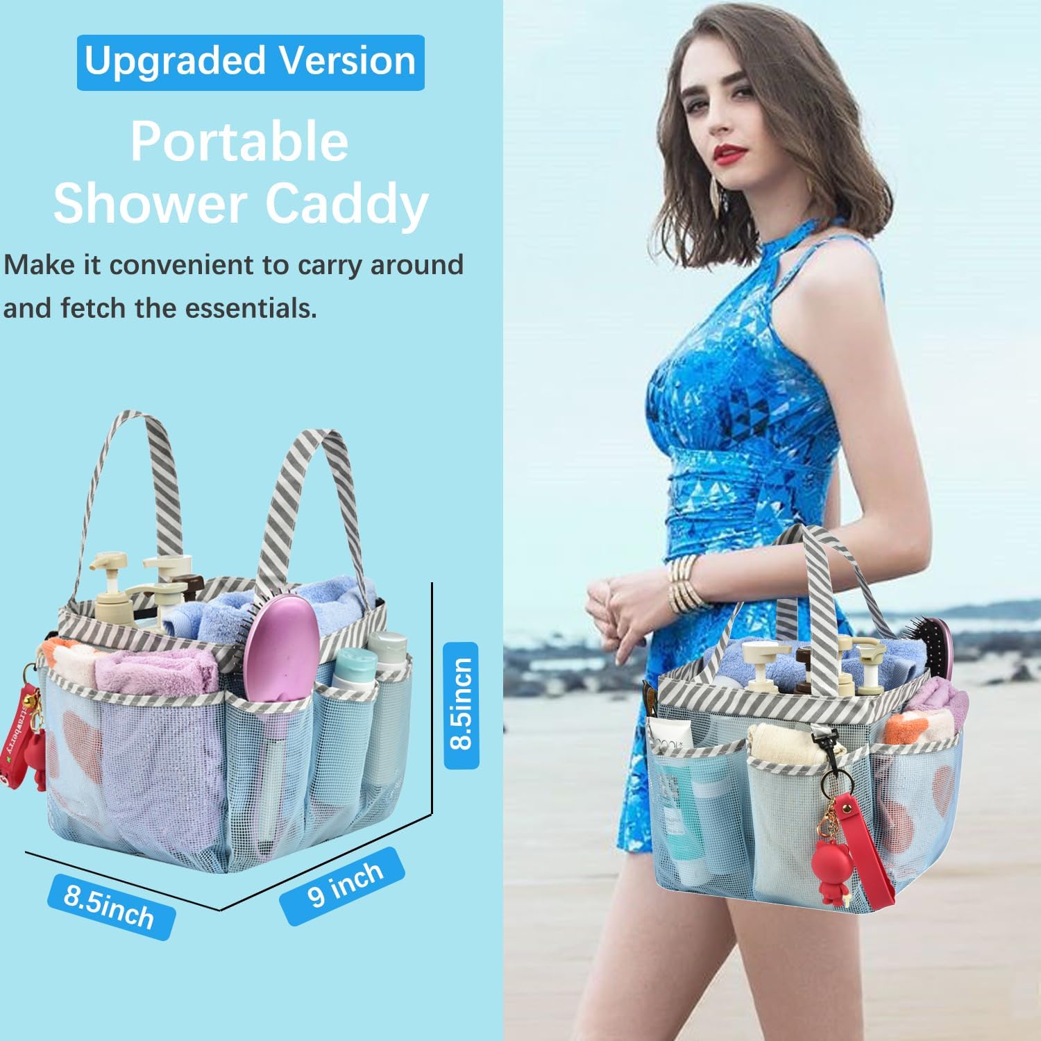 Haundry Mesh Shower Caddy Tote with 8 Pockets