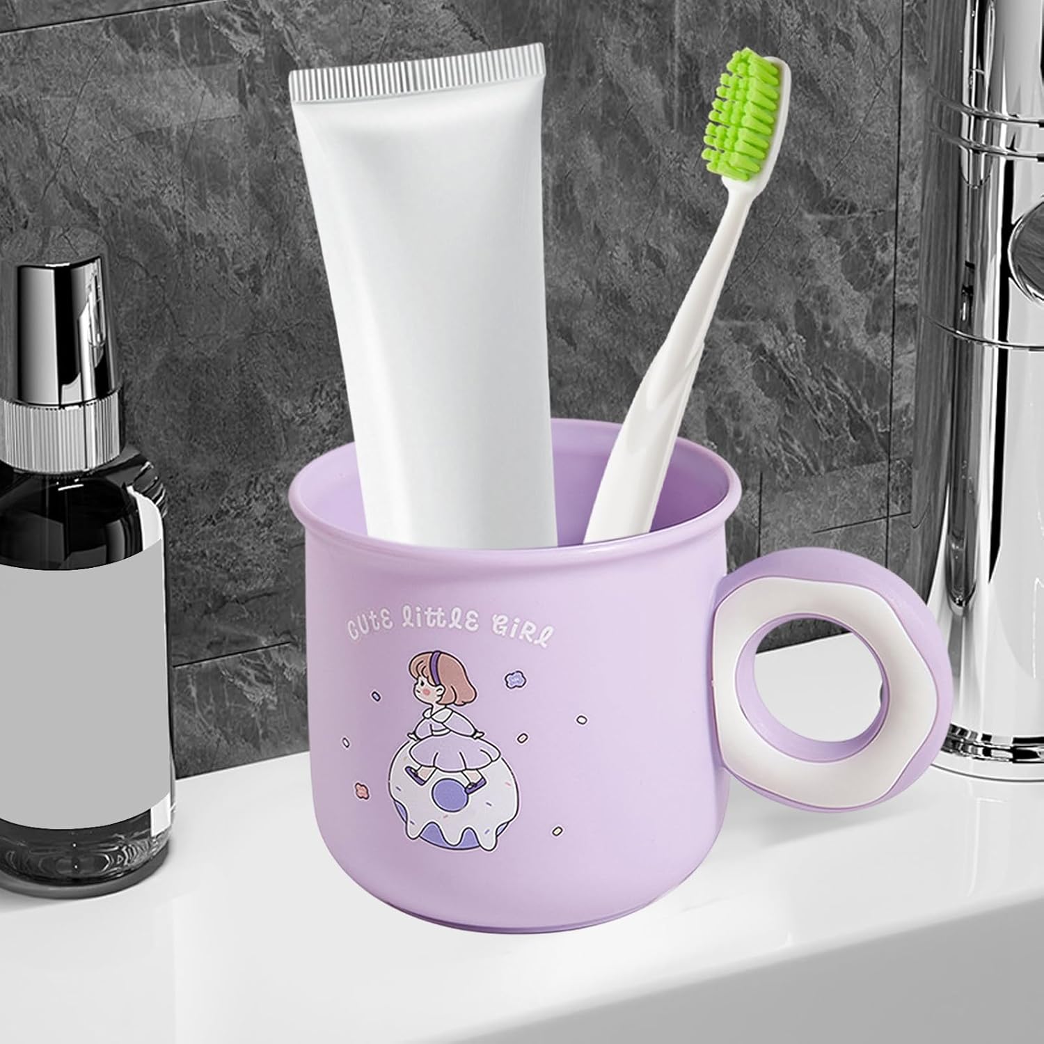 Cute Toothbrush Holder Cup with Donut Handle