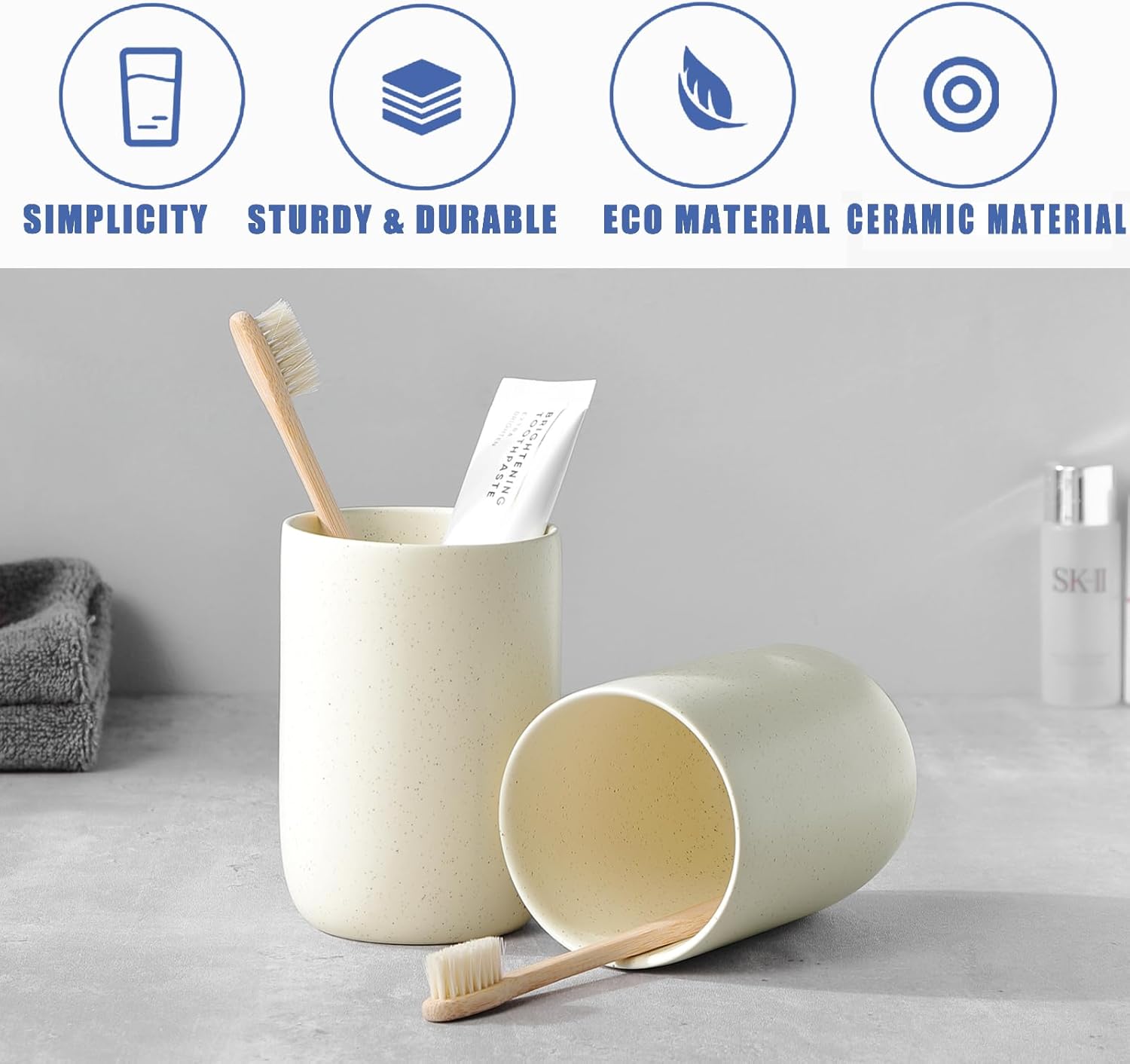 Ceramic Toothbrush Holder - Durable Eco-Friendly Bathroom Organizer
