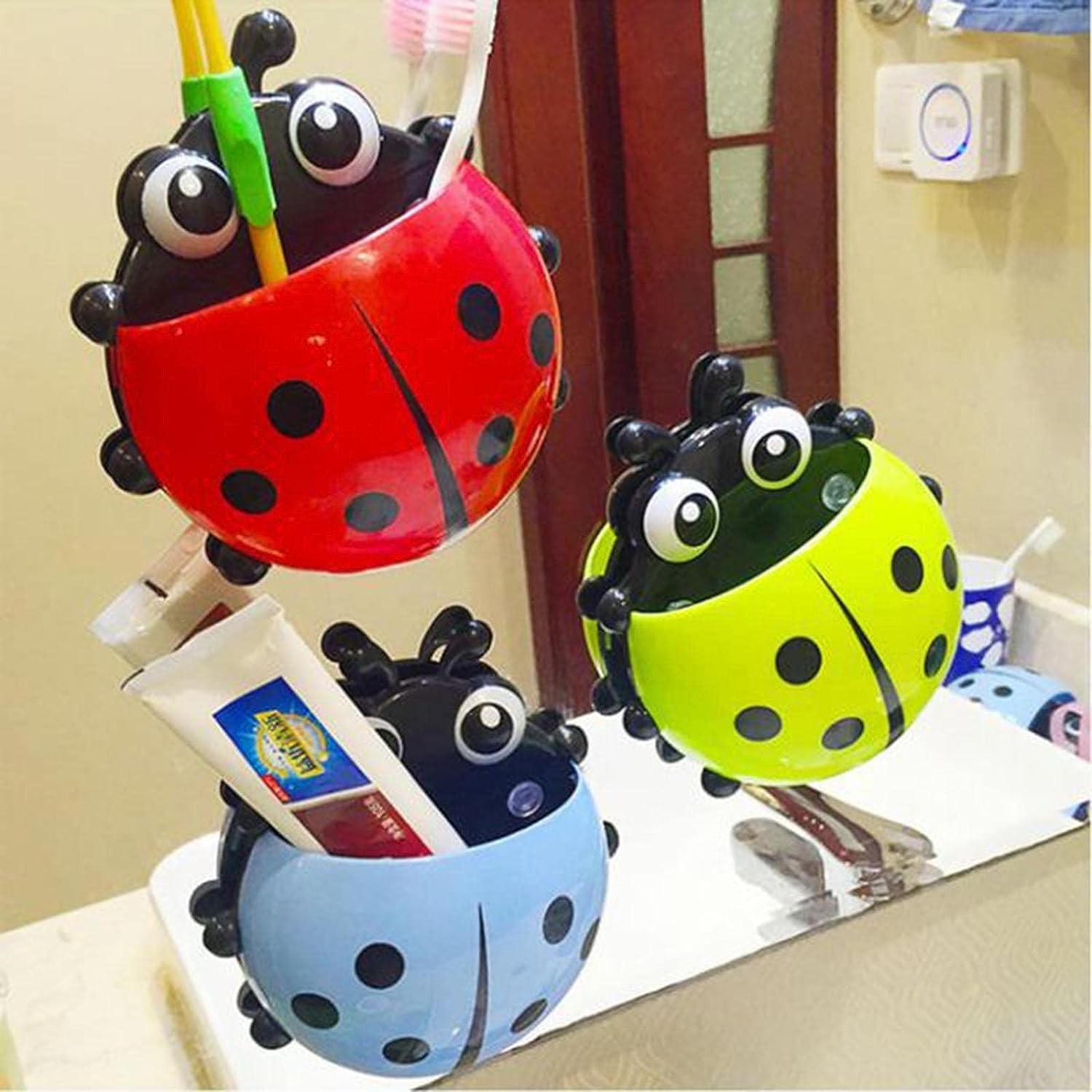 Adorable Ladybug Toothbrush Holder with Suction Cup