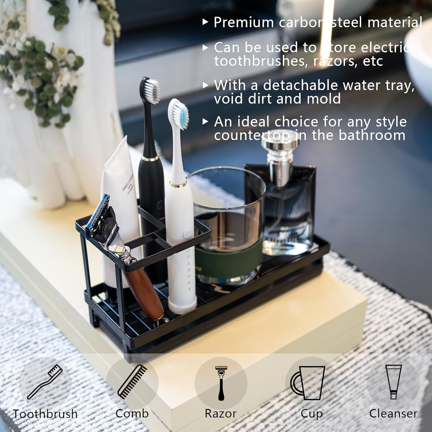 REDANT Black Toothbrush Holder