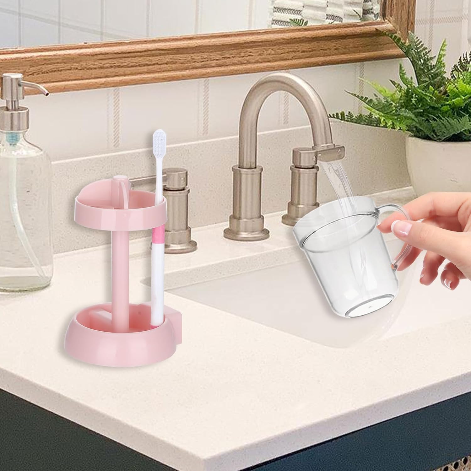 Toothbrush Holder with Cover 3 Slots Travel and Bathroom Use