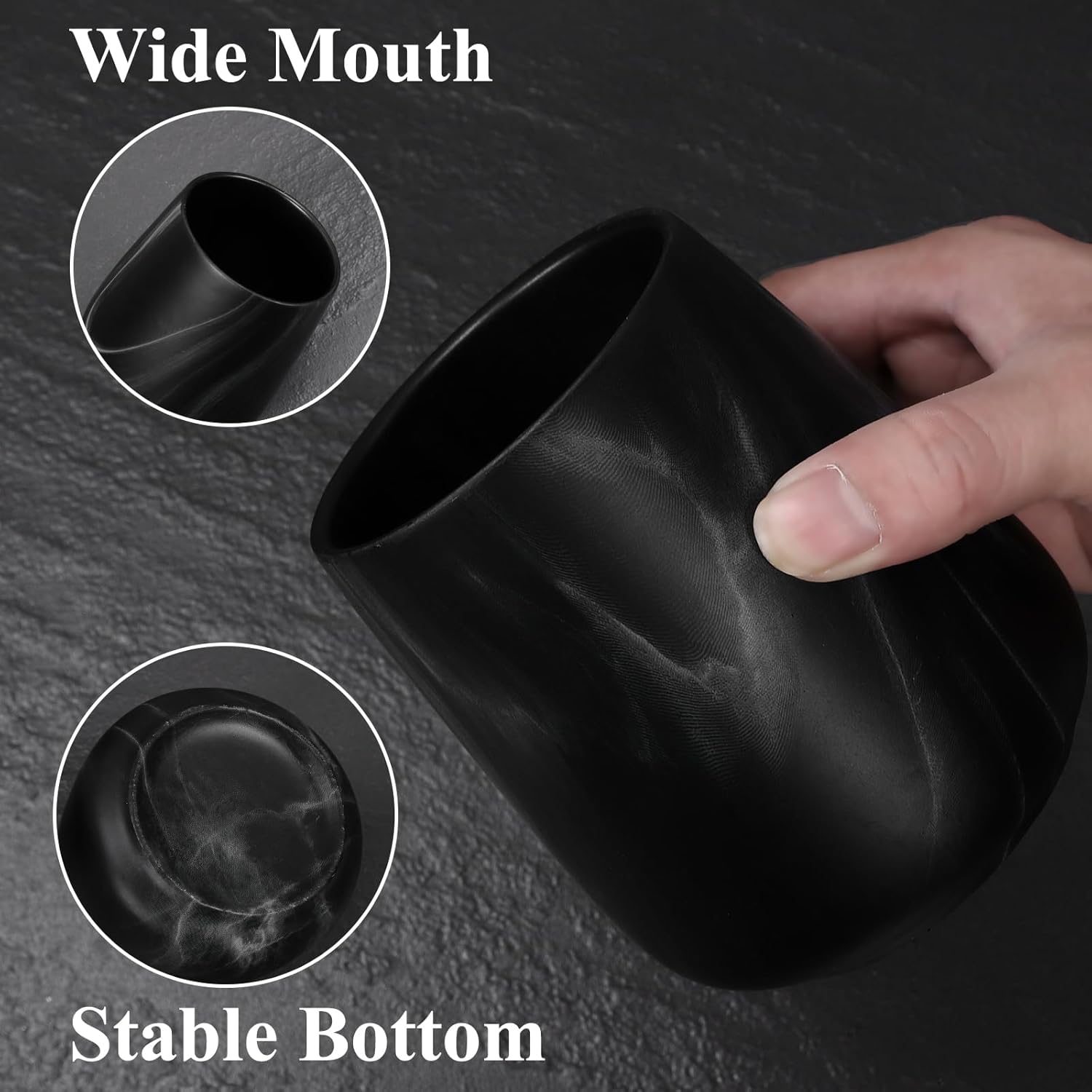 2Pcs Toothbrush Holder Set - Marble Black Ceramic
