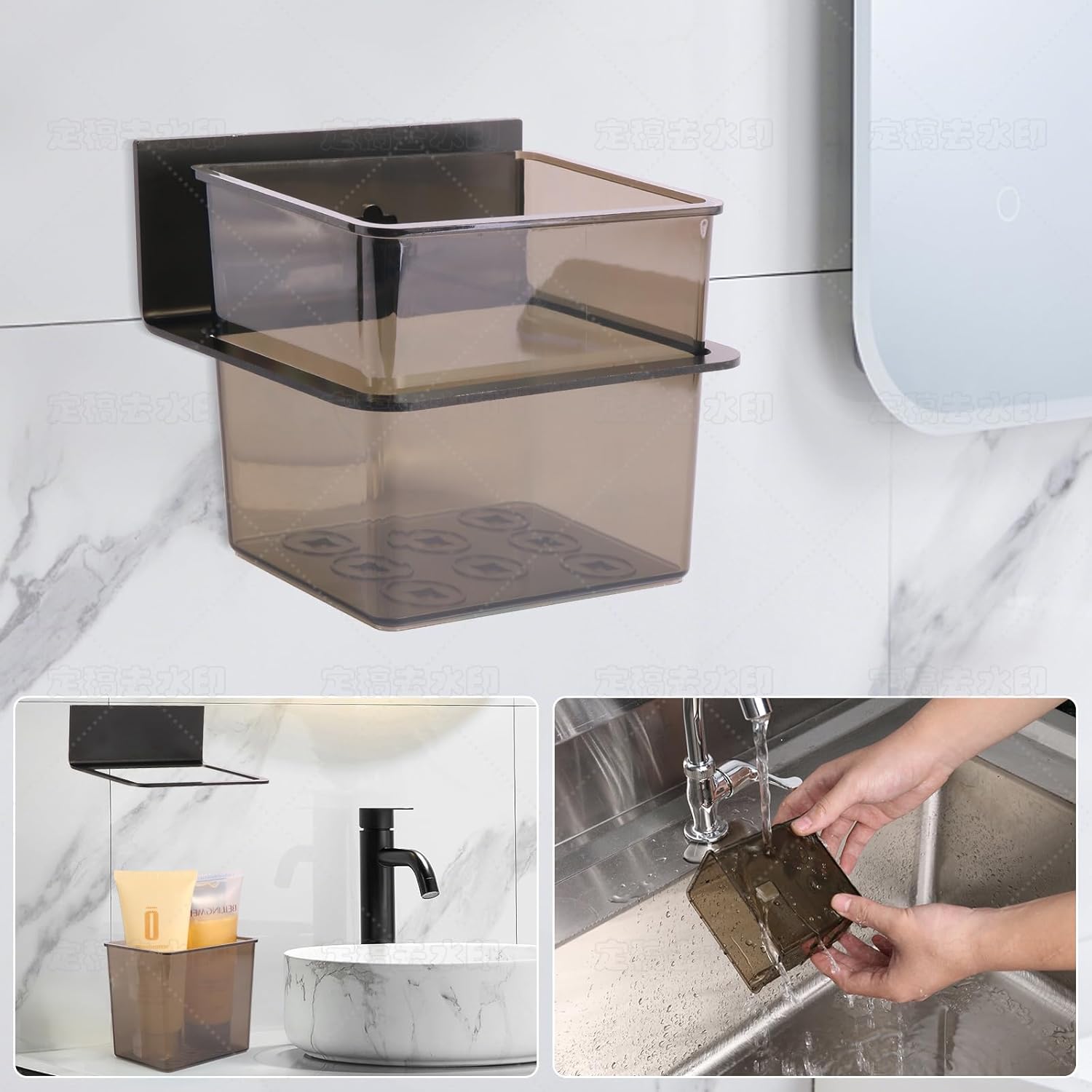Modern Black Clear Plastic Toothbrush Holder Set