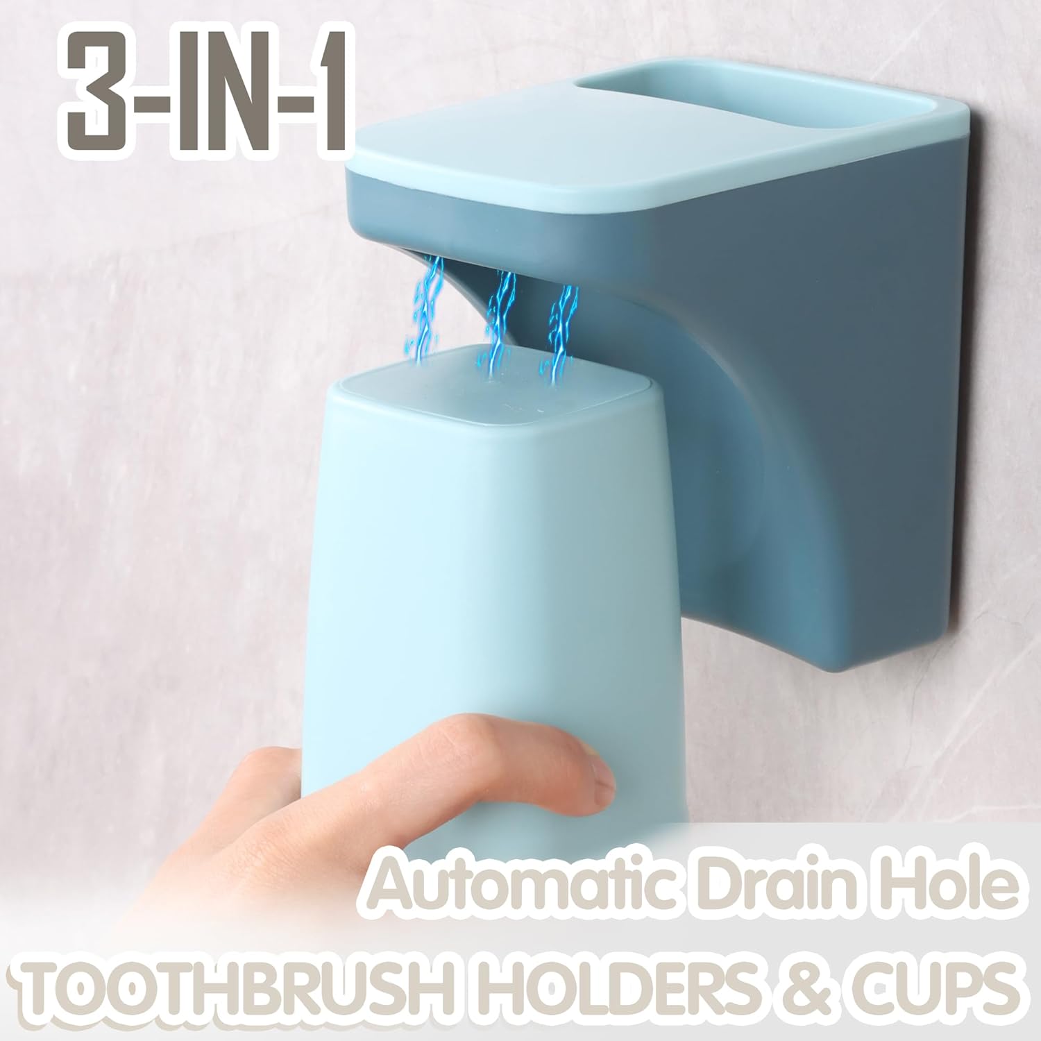 Yagoo Wall Mounted Toothbrush Holder Organizer Set 1 Blue