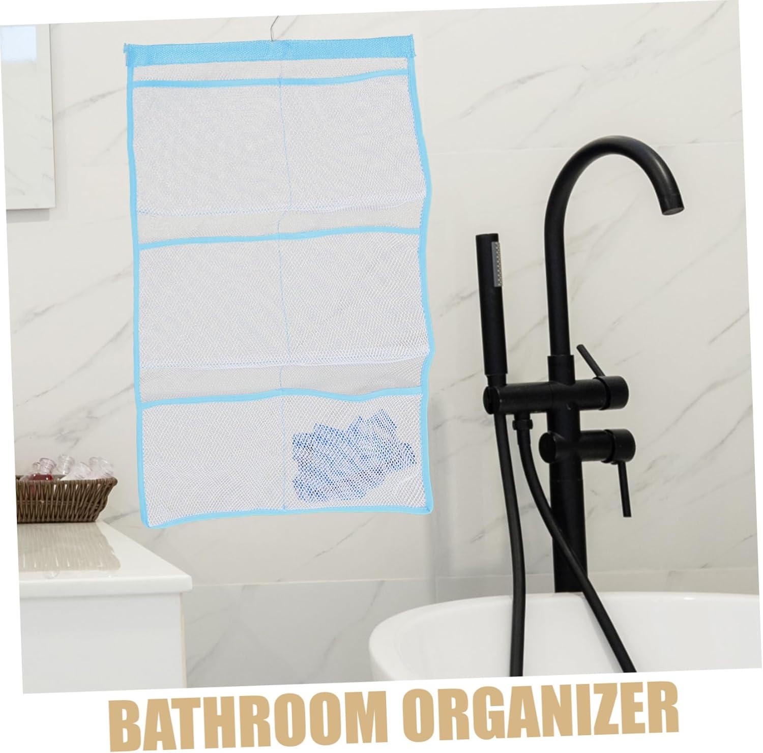 Quick-Dry Mesh Shower Organizer with 6 Pockets for Bathroom Accessories